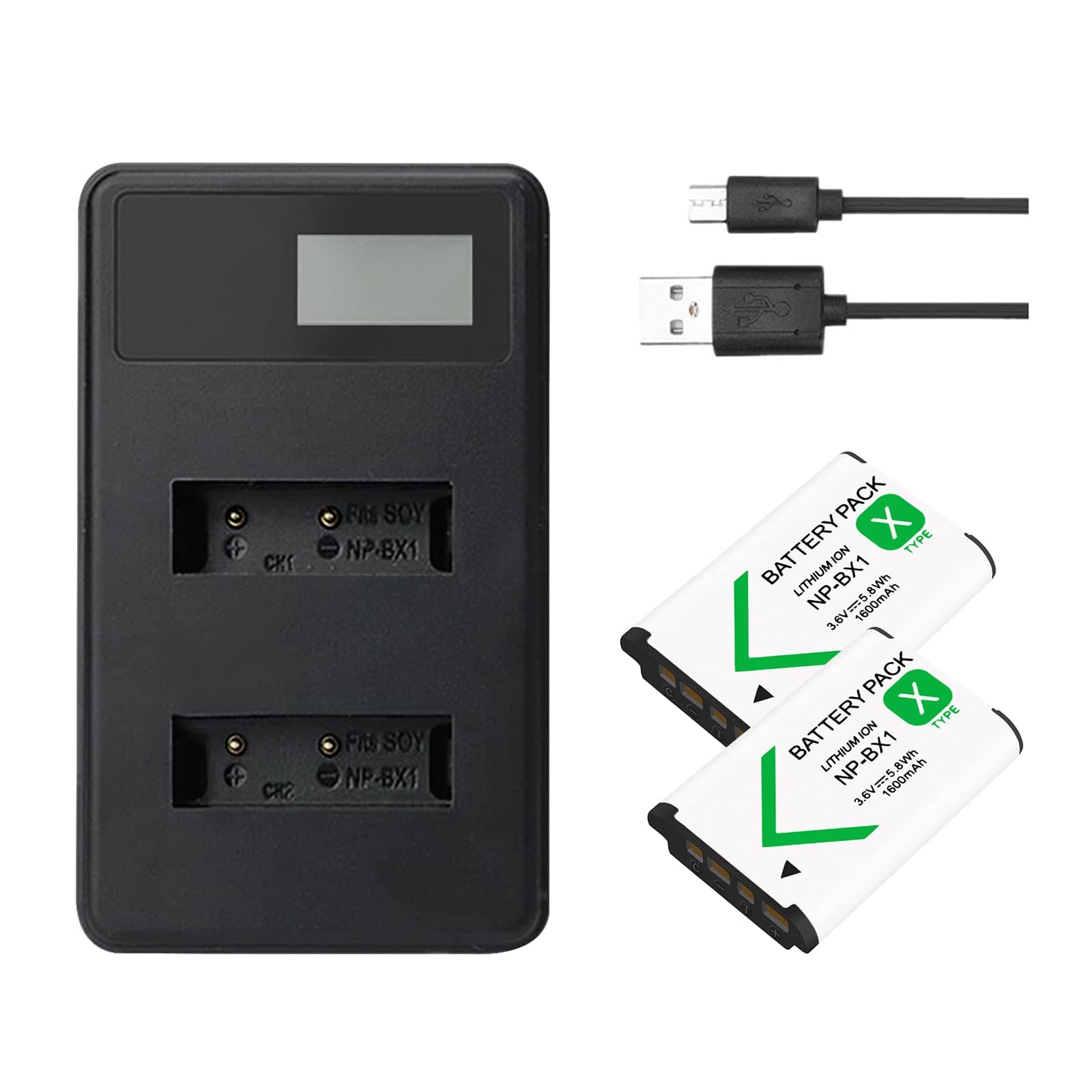 LOTUS POWER NP-BX1 Batteries and Charger, LCD Intelligent Dual Charger & NP BX1 Battery for Sony DSC-RX100 / RX100 V / RX100 VII DSC-HX80 FDR-X3000 HDR-AS100V (1 Charger&2 Batteries)