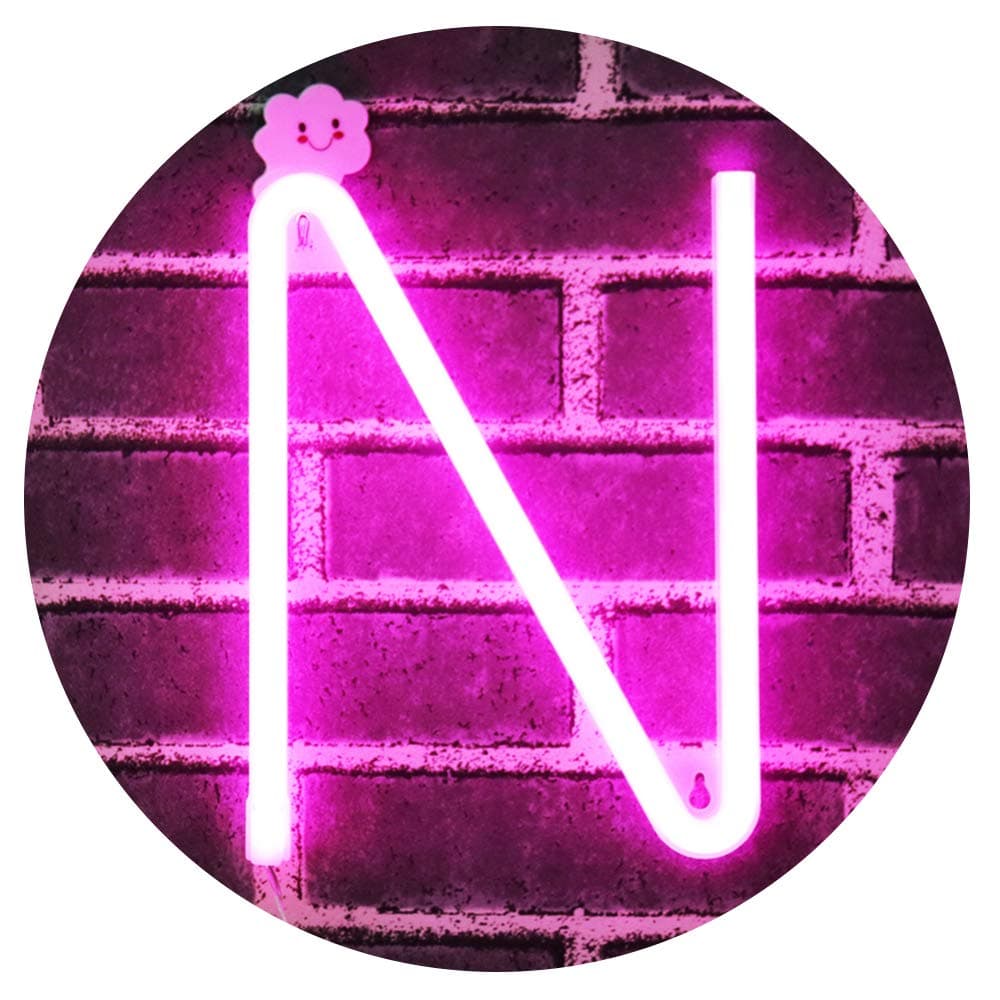 LED Neon Letters Light, Marquee Signs Light Up Letters USB Plug in Batteries Operated Night Light Pink Lamp Words Signs for Teen Girls Bedroom Decor-Pink Letter N