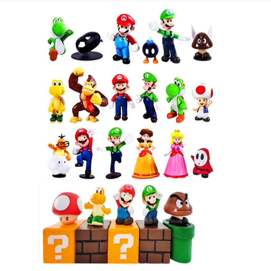 23 Pcs Mario Characters,Super Mary Bros Action Figures Kids Toys Mario Toys Bros Princess, Turtle, Cake Decoration Party Supplies Gifts for Kids Fans