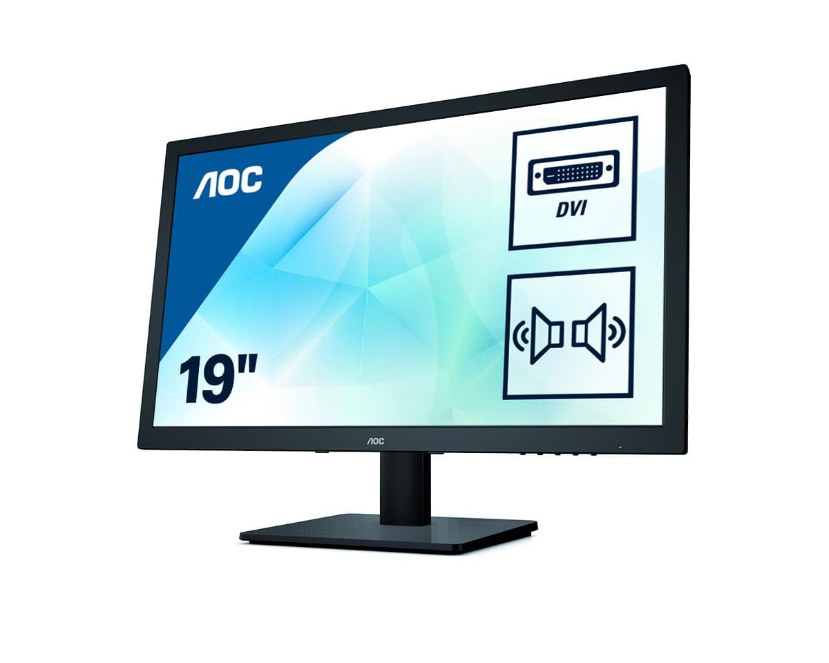 AOC 18.5 inch LED Monitor, DVI, VGA, Speakers, Vesa E975SWDA , Black , E975SWDA