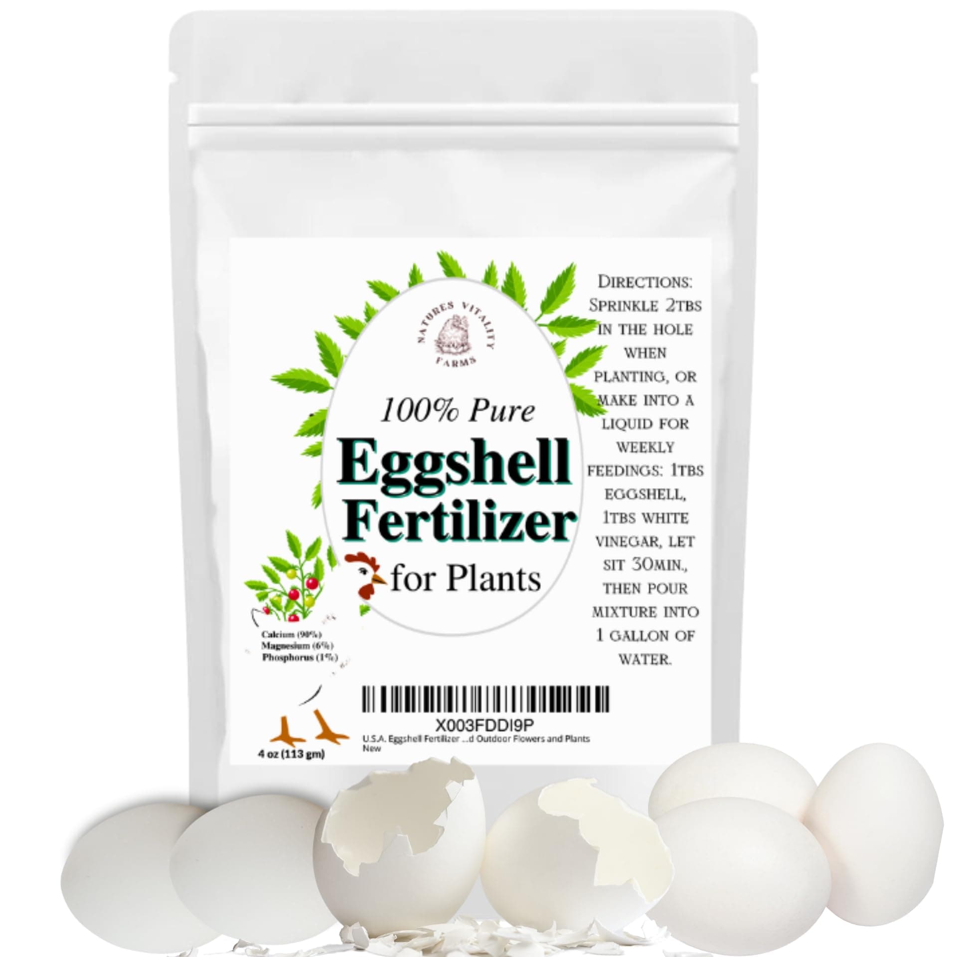 U.S.A. Eggshell Fertilizer Powder, 4 Ounce, for Tomato Plants, Orchids, Calcium Magnesium Phosphorus Powder for Indoor and Outdoor Flowers and Plants