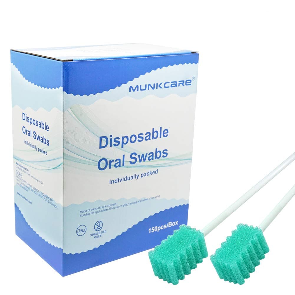 Disposable Oral Foam Tipped Swab Mouth Cleaning Swab, Green Tooth Shape, 150 counts