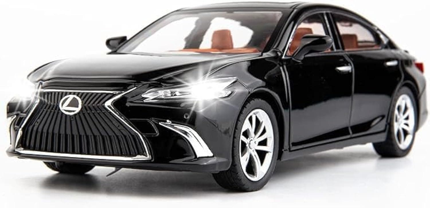 1/24 Lexus ES300 Diecast Car Model Alloy Collectible Pull Back Toy Car with Light and Sound Toy Vehicle for Boys Children Gift(Black)