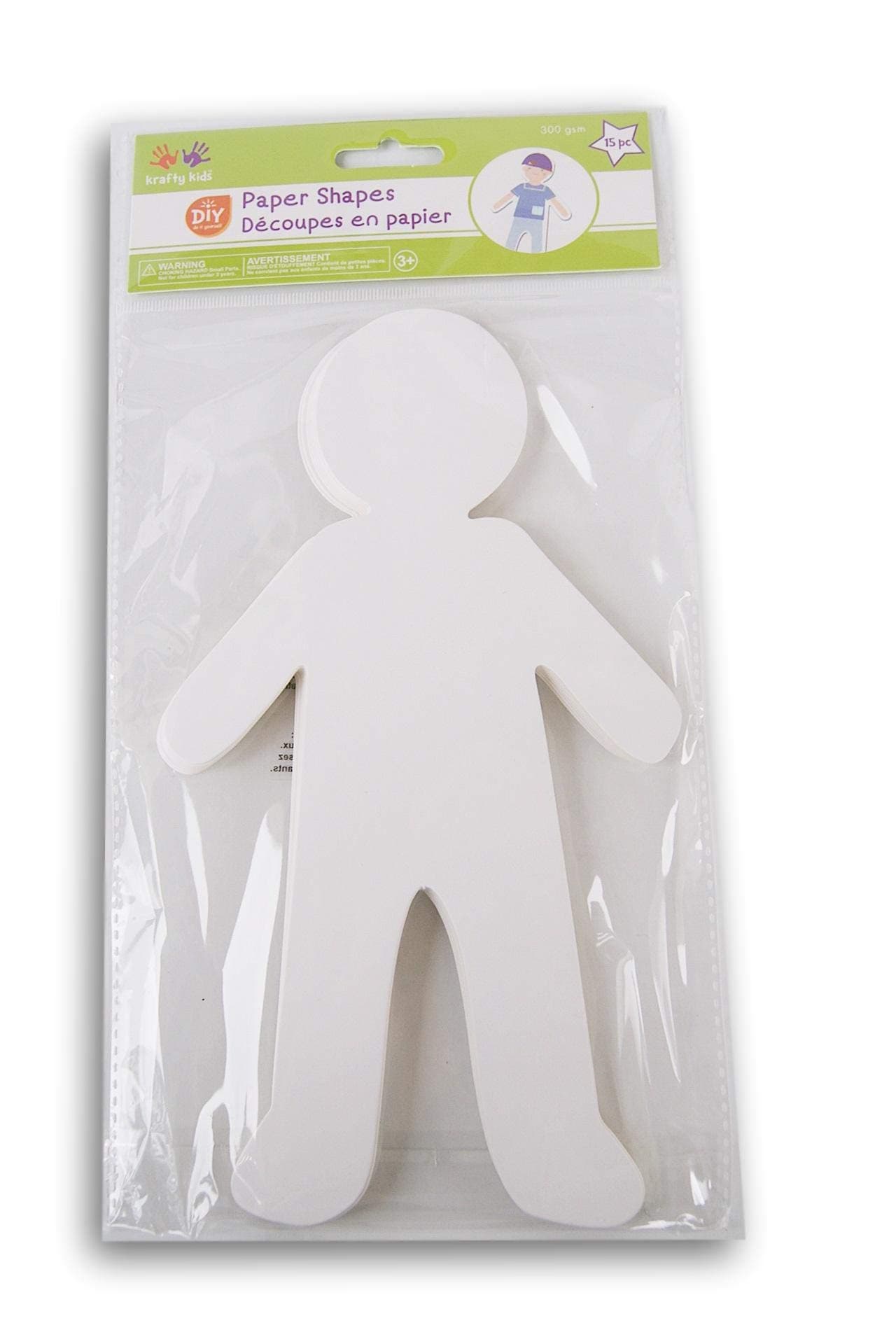 Paper People (Boy) Cutouts - White Shapes for Crafts - 15 Count