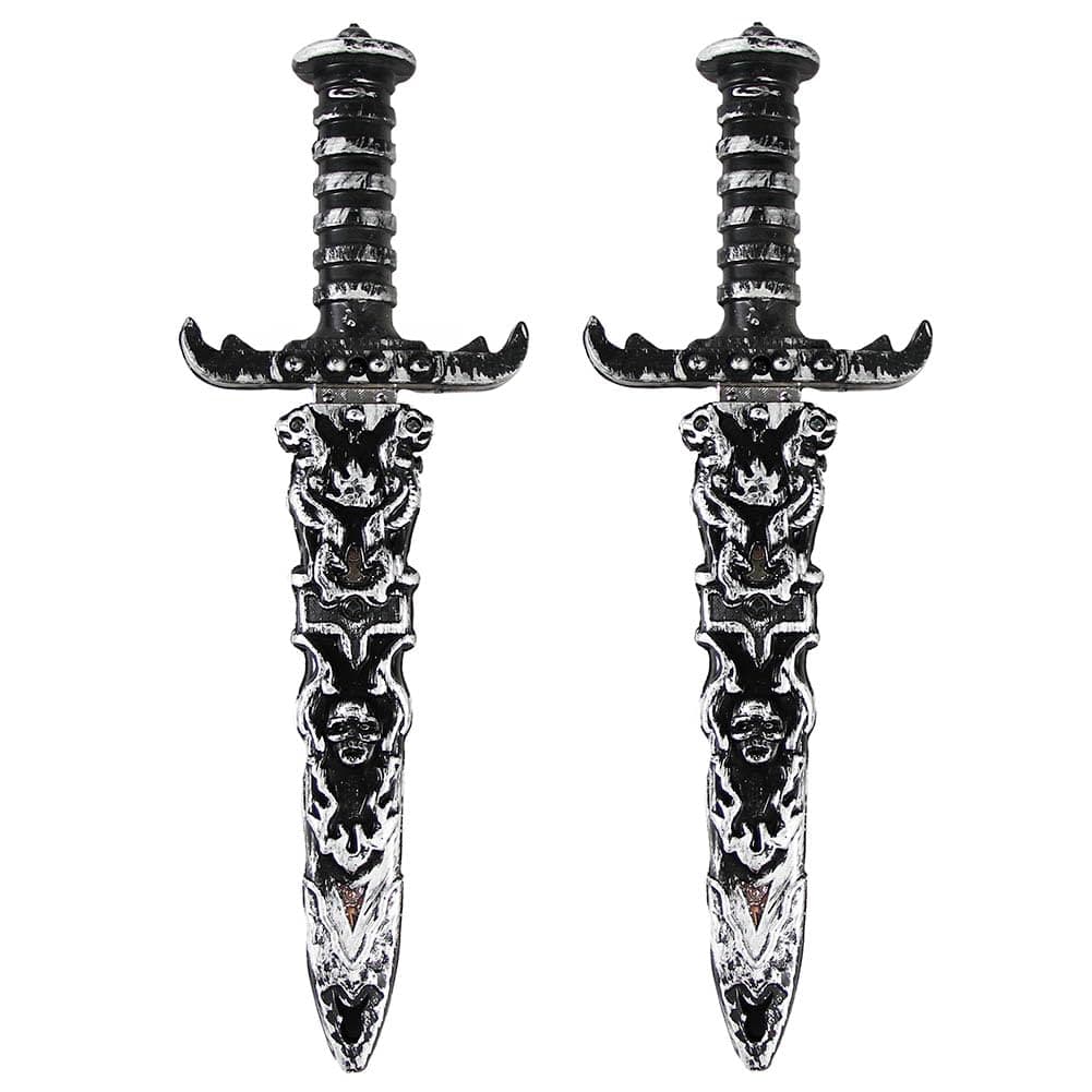 2 Pcs Plastic Dagger Toy Sword Not Sharp Fake Knife for Pirate Costume Accessories Props (Silver)