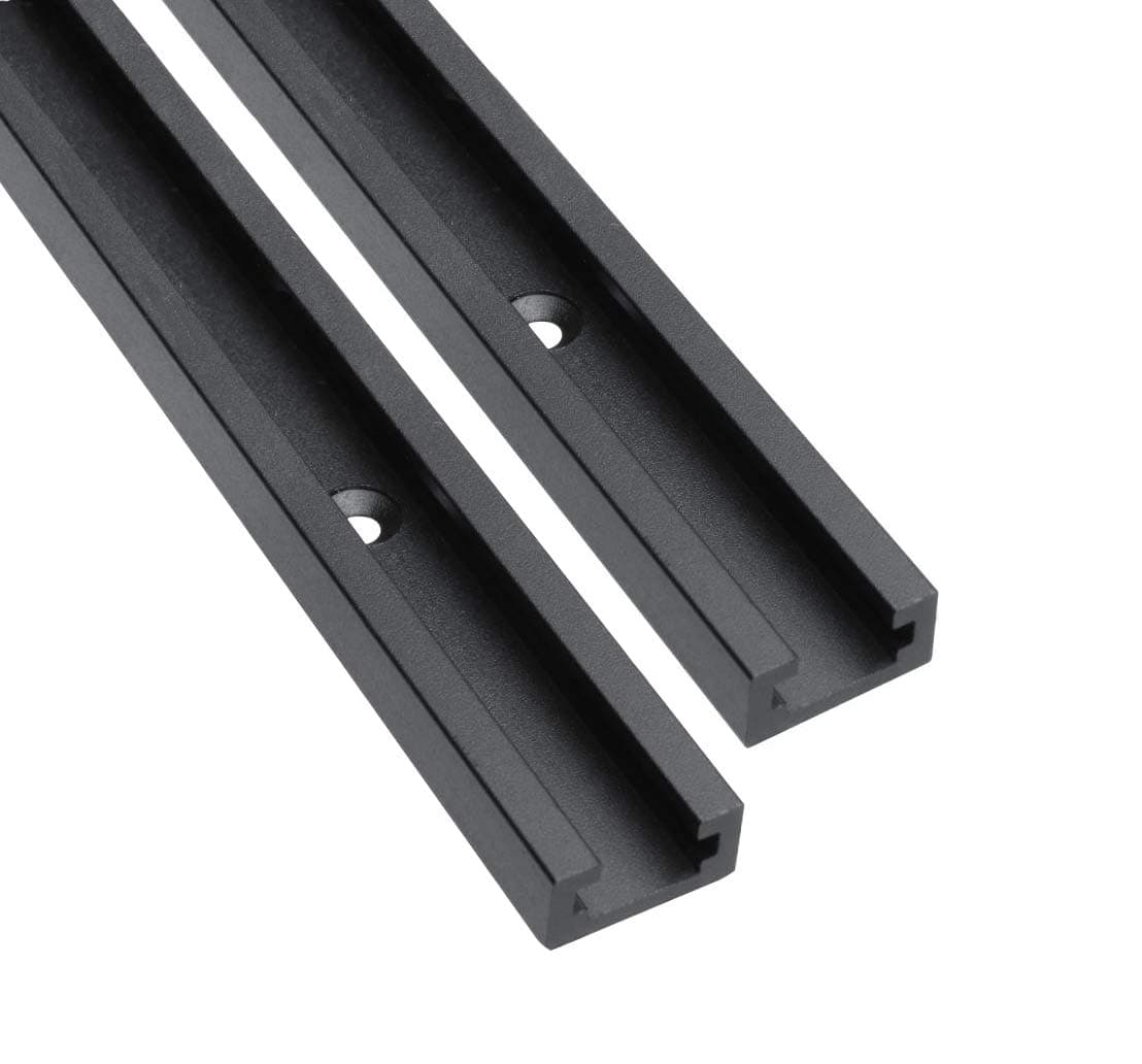 Hot FavorableAluminum 24" T-Track for Woodworking –Double Cut Profile Universal with Predrilled Mounting Holes -Woodworking and Clamps-Fine Sandblast Black Anodized 2PK