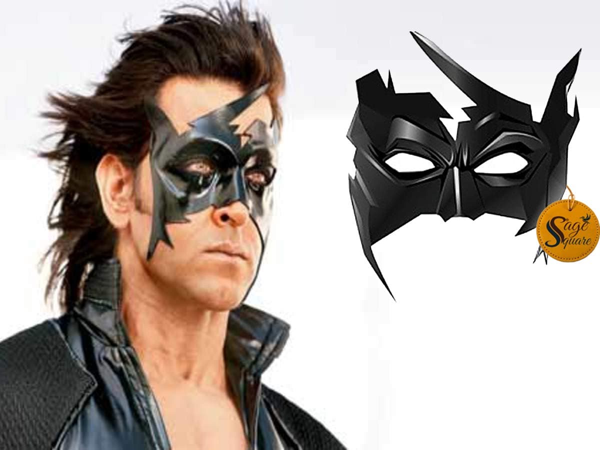 Sage Square Indian Super Hero "Krrish" Mask for Cosplay, Theme Party, Birthday, Function, Drama, Dress-up, Costume Parties (Set of 1)