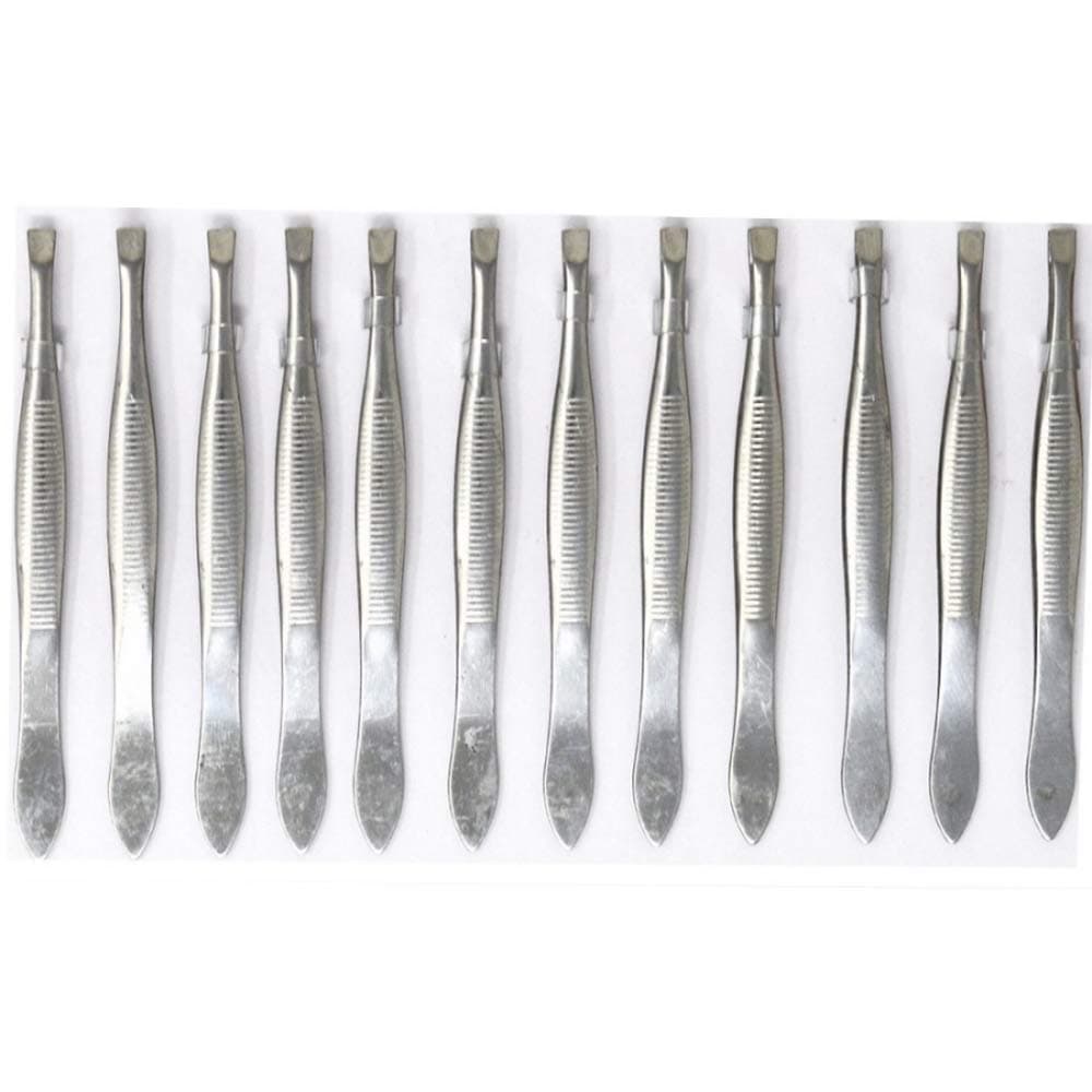 Adbeni Slant Tip Tweezer For Hair Removal & Eyebrows Pack of 12, Hair Plucker Set