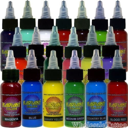 Radiant Tattoo Ink 19 Color Kit Set 1oz Bottle