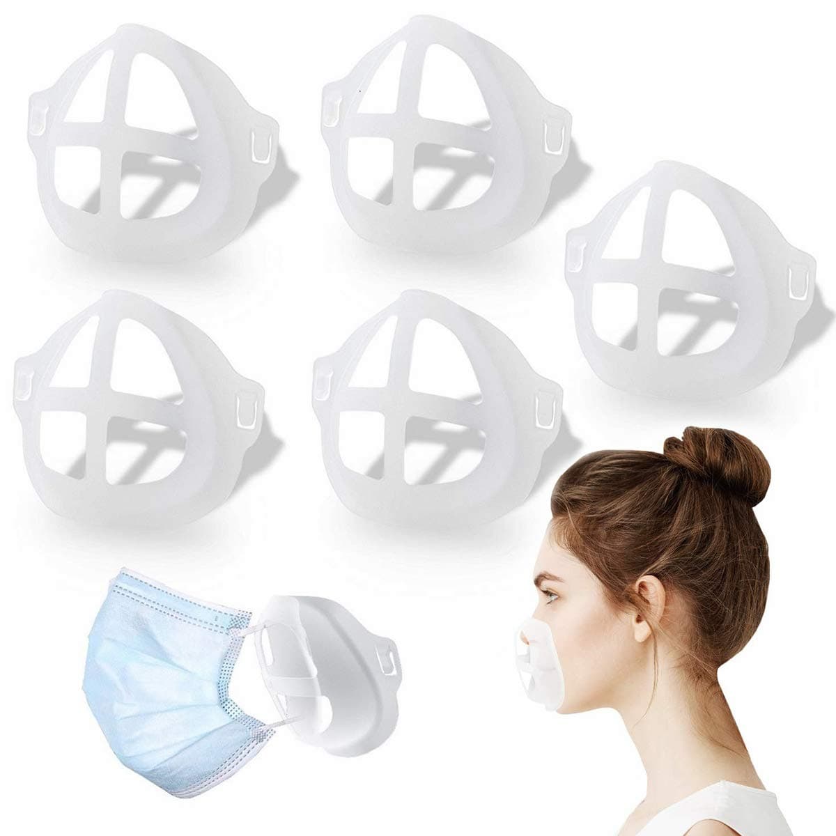 3D Mask Bracket, cartaoo Face Mask Inner Support Frame for Comfortable Breathing DIY Face Mask Accessories for Protect Lipstick Lips (5 PCS) (5PCS)