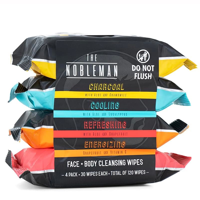 Face & Body Cleansing Wipes - Charcoal, Cooling, Refreshing, Energizing (120 Ct.)