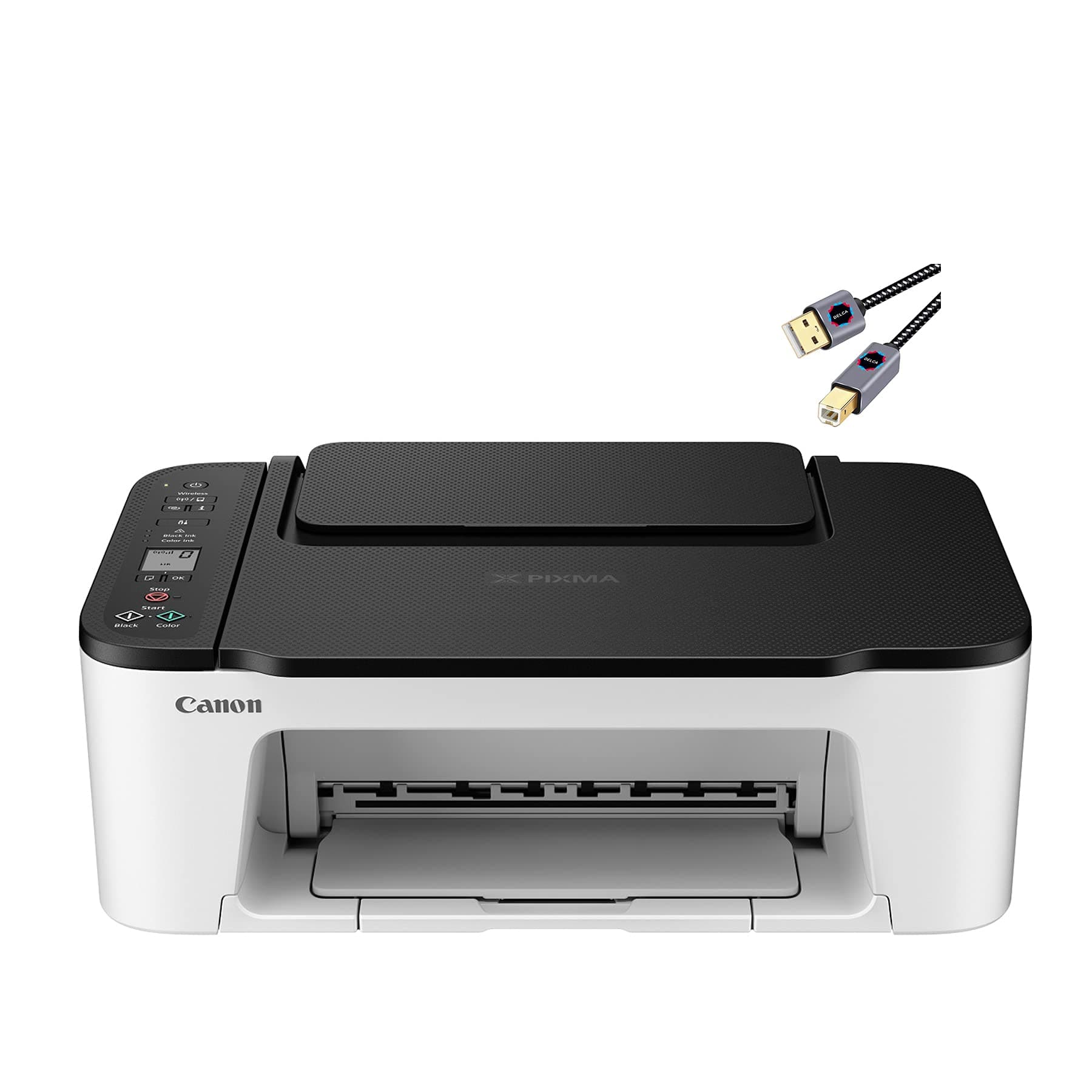 PIXMA 3522 Series Color Inkjet All-in-One Printer | Print Copy Scan | Wireless | Mobile Printing | 1.5" Segment LCD Display | 50 Sheets Paper Tray | 4800 x 1200 dpi | Black + Printer Cable