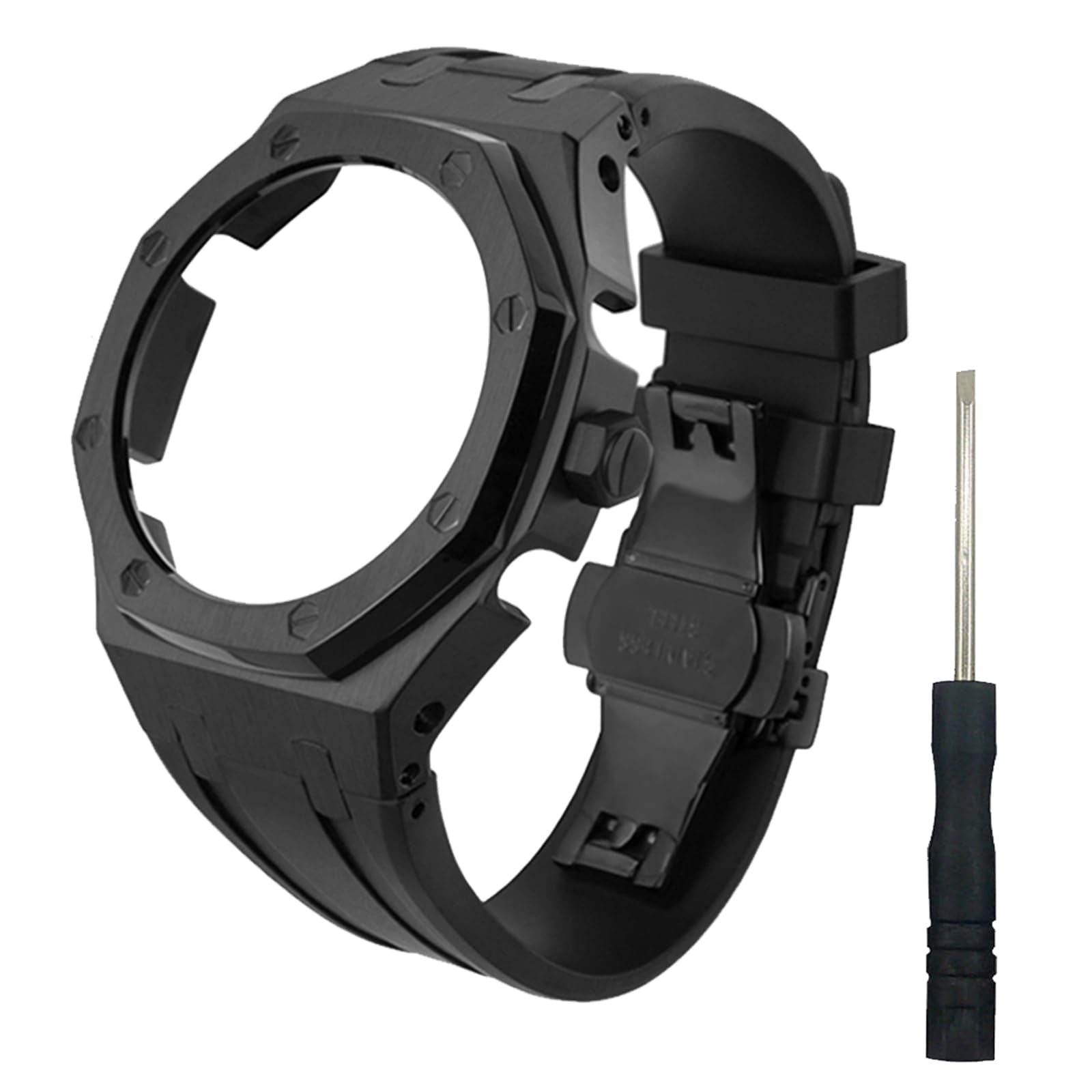 GA2100 4rd Casioak Mod Offshore 44mm All Stainless Steel Watch Bezel Strap Replacement Accessories - Perfect Retrofit Kit for Men's Watches GA-2100/GA-2110/GA-B2100