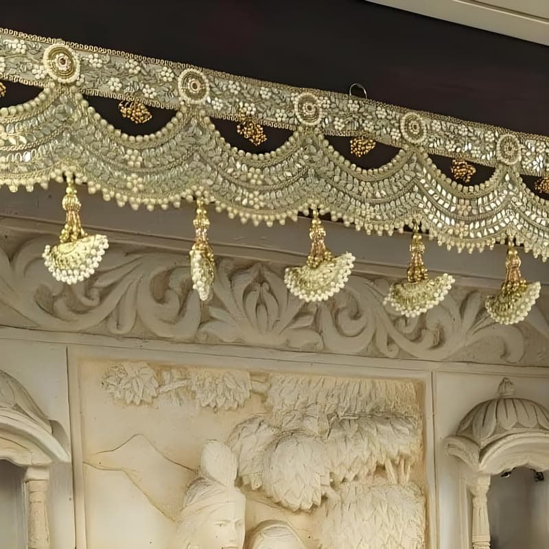 Divyakosh Fabric Toran for Door Entrance | Luxury Festoon/Latest Bandanwar | 38 Inch | Elegant Golden Color, Premium for Main Entrance | 1 Pc Door Toran |