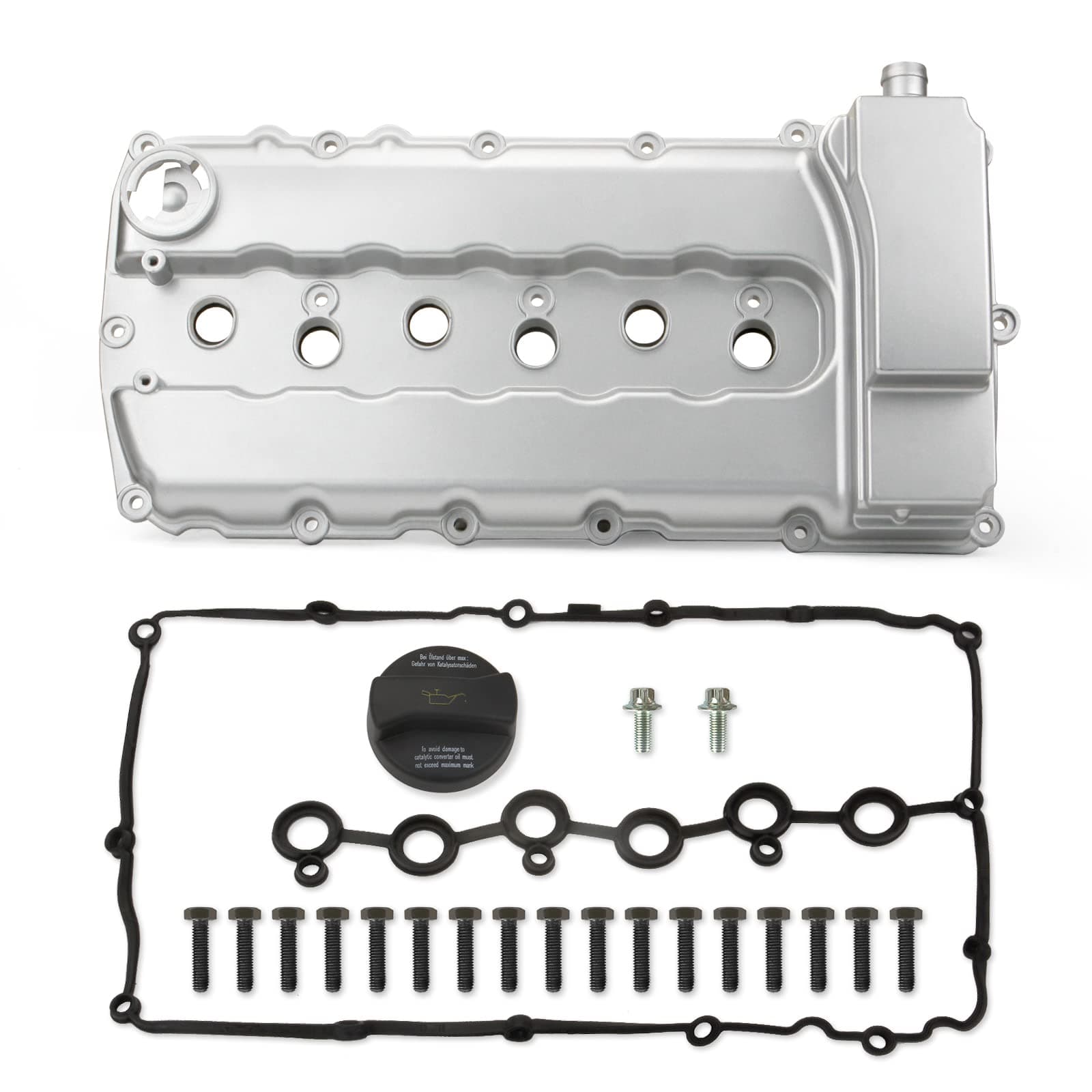 MITZONE Aluminum Engine Valve Cover Compatible with 2006-2017 Volkswagen Passat Touareg CC 2007-2010Audi Q7 3.6L Replace # 03H103429H 03H-103-429-L