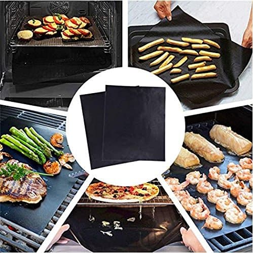 Grill Mat - set of 5,Non Stick,Reusable Barbecue Mat Heavy Duty Easy to Clean, FDA SGS Approved Grilling Mats for Natural Gas, Charcoal, Propane, Electric BBQ Grills Fire Pits, Oven or Smoker