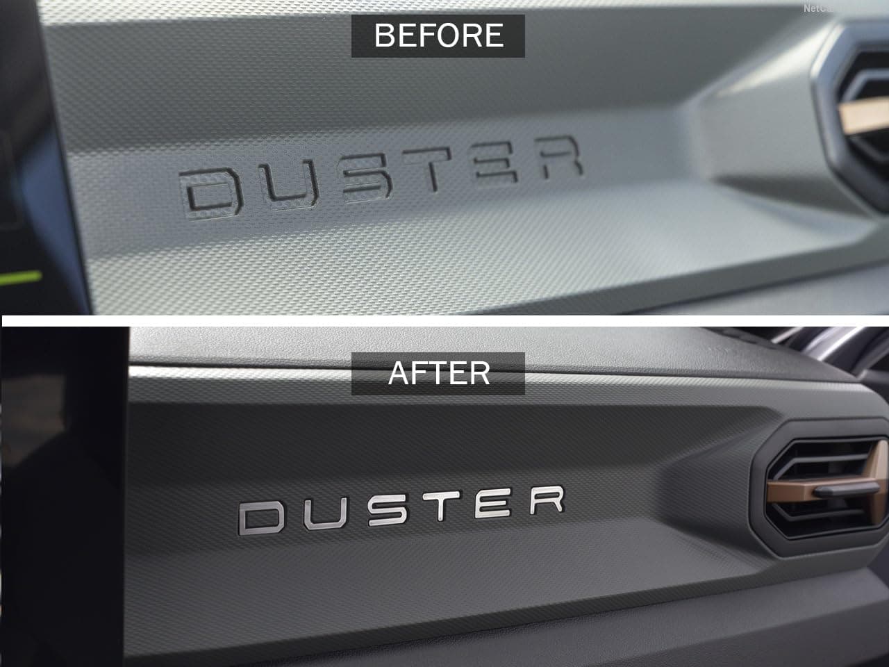 Steel Cover for 2024+ Dacia.Duster III 3 (P1310) | Insert for Letters | 6 Pieces Stainless Steel Essential Expression Journey Extreme DUSTER Accessories Tuning
