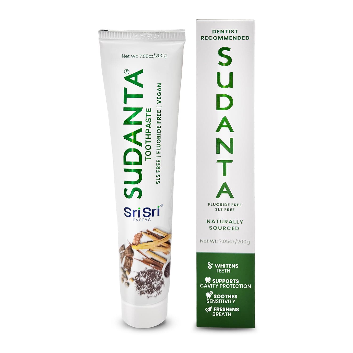 Sri Sri Tattva Sudanta Herbal Toothpaste – SLS Free & Fluoride Free Natural Ayurvedic Toothpaste for Strong Teeth, Healthy Gums & Oral Care – 200 g (1 Pack)