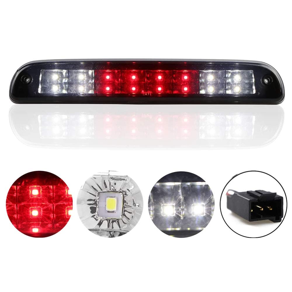 High Mount Waterproof Dual Row LED Third Light Brake Light for Ford Super Duty/Ranger/Mazda B-Series (Black Smoke Lens)