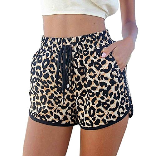 KafeimaliWomen's Fashion Summer Leopard Beach Shorts Casual Short Pants