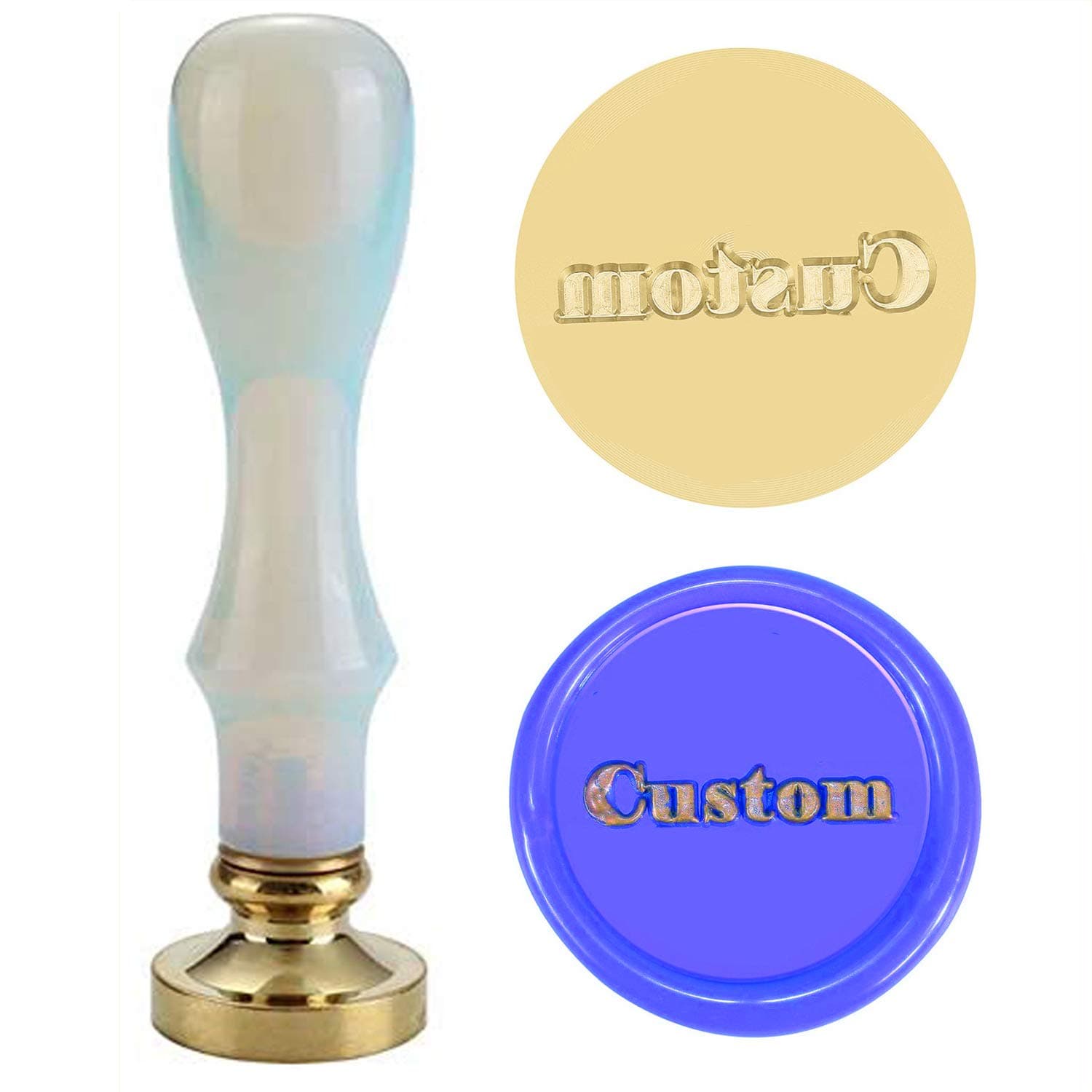 Customized Wax Seal Stamp, Mornajina Personalized Letters Monogram Logo Pictures Custom Sealing Wax Stamp (Picture/Logo Customize, Synthetic Opal Handle)