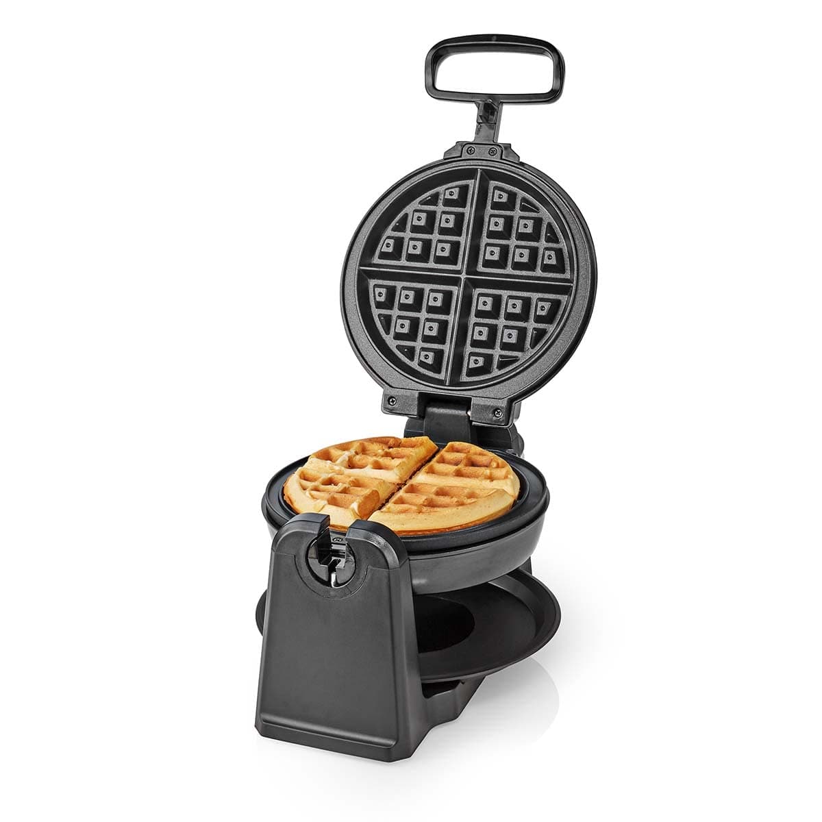 NEDIS KAWP220FBK Waffle Iron | Belgium Shaped Waffles | 17 cm | 1000 W | Automatic Temperature Control | ABS/Stainless Steel