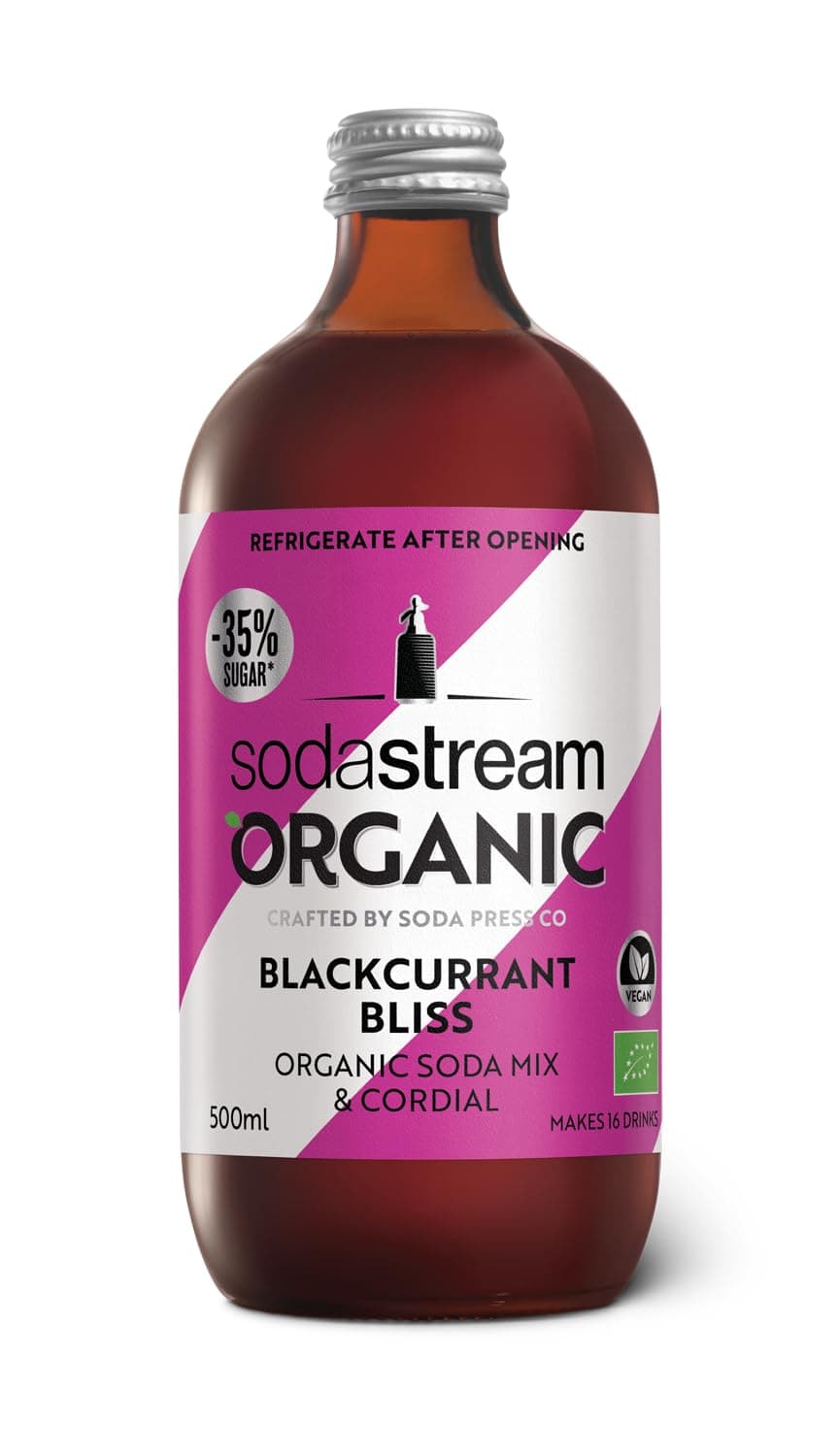 Flavours Organic Blackcurrant Drink Mix, Fizzy Drink Maker Concentrate, Aspartame Free SodaStream Syrup, Vegan Sparkling Water Flavouring, Low Sugar Fizzy blackcurrant - 1x 500ml Bottle