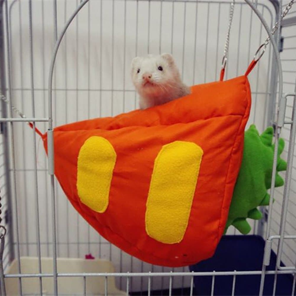 Ferret Hammock Bed Sleep Pouch Cute Carrot Hammock Ferret Nest, Pets Blankets Soft Warm and Comfortable Pet Bedding Nesting Supplies Use with Cage for Ferret, or Small Animals in Autumn and Winter
