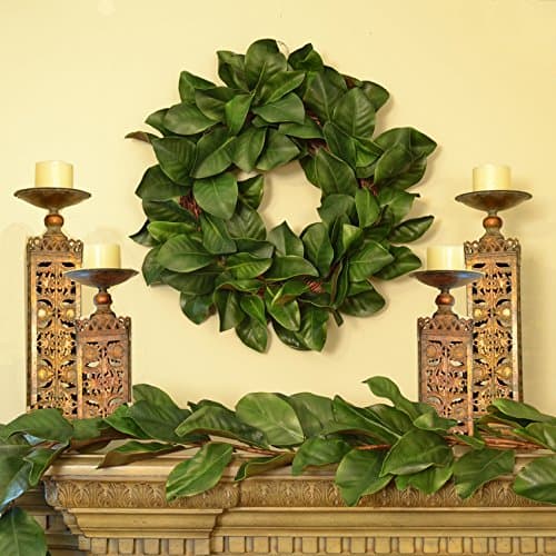 Floral Home Decor Magnolia Leaf Wreath and Garland Set WR1507