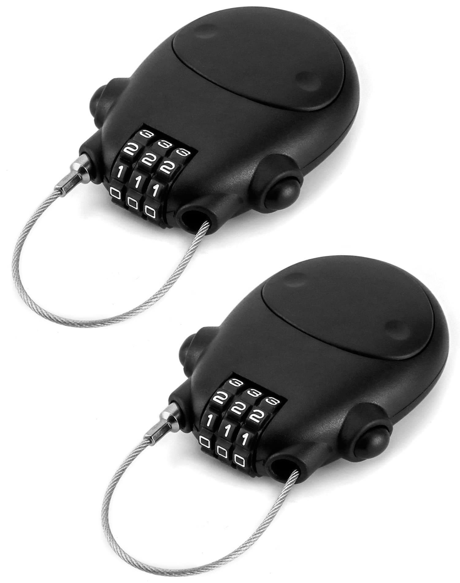 QWORK Retractable Combination Cable Lock, 2 Pack Adjustable 30" Steel Wire, Security Password Lock Steel Cable Luggage Locks for Luggage, Backpack & Helmet