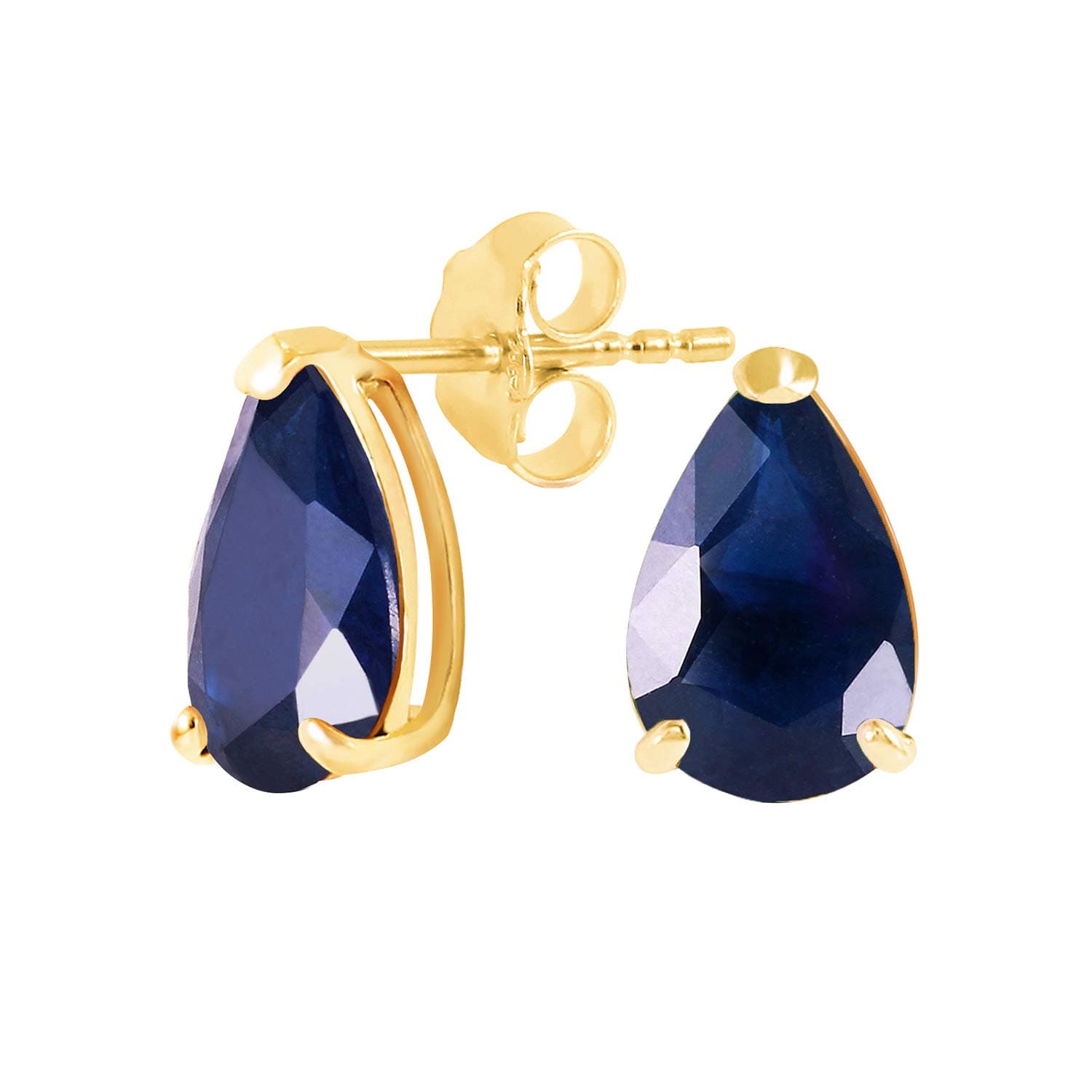 Galaxy Gold GG14k Yellow Gold Natural Pear-shaped Blue Sapphire Stud Earrings