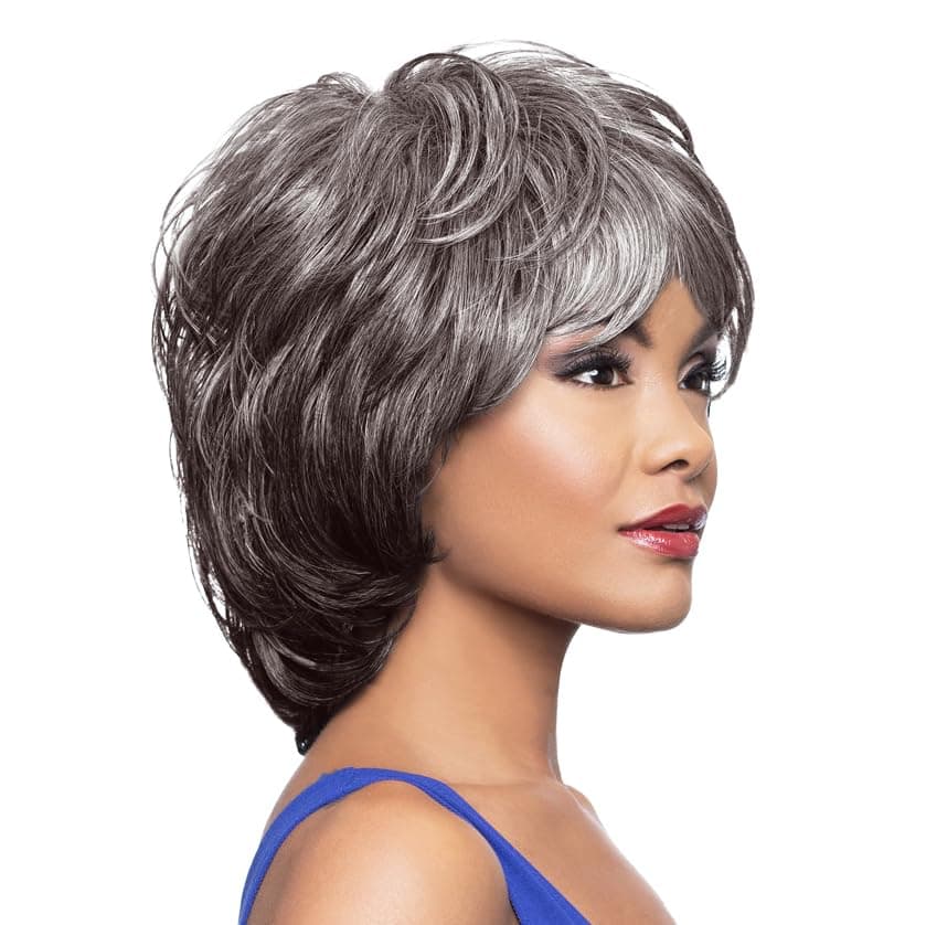 Foxy Silver Kimberly Wig Color 3T44 Wigs Shoulder Length Full Volume Fusion Heat Synthetic Straight African American Average Cap Bundle Maxwigs Hairloss Booklet