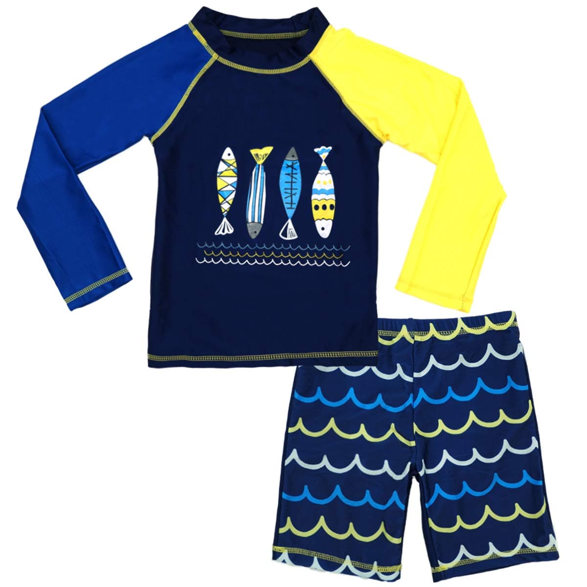 SINOLYBoys Two Piece Rash Guard Swimsuits Kids Long Sleeve Sunsuit Swimwear Sets