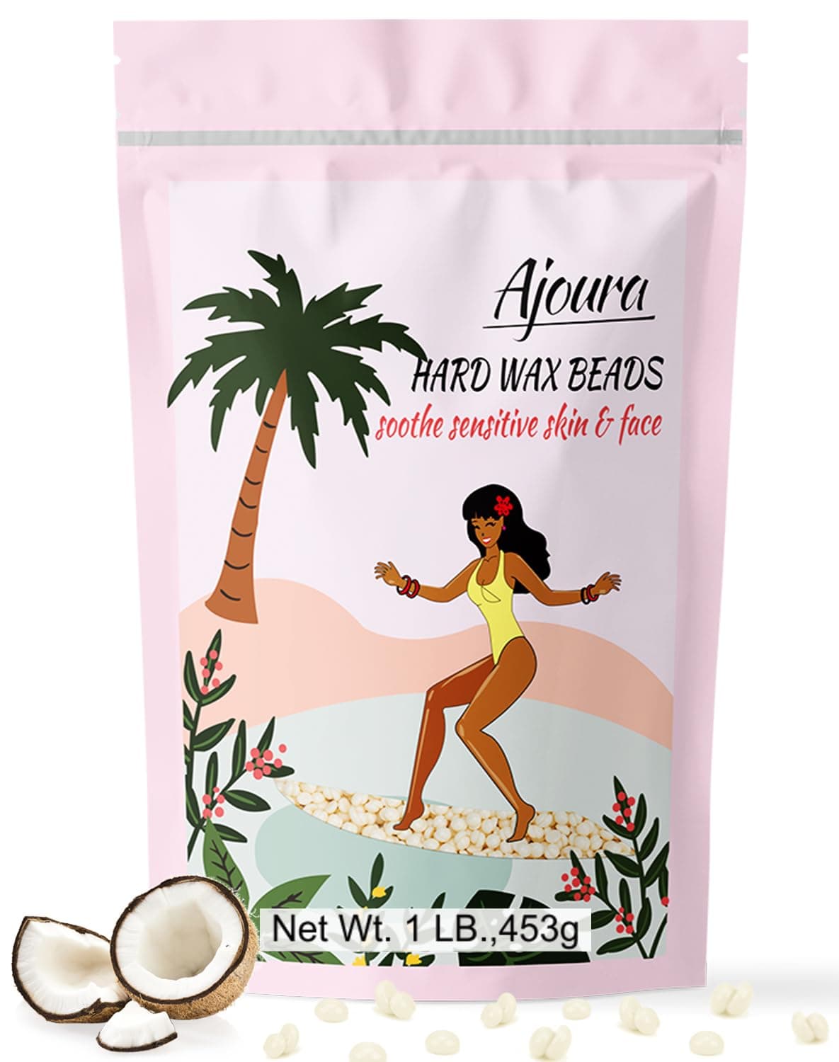 Ajoura 1lb Refill Wax Beans for Hair Removal Kit, Brazilian Coarse Waxing for Bikini, Face, Eyebrow, Back, Chest, Legs, Armpit, At Home Waxing Beads for Women Men