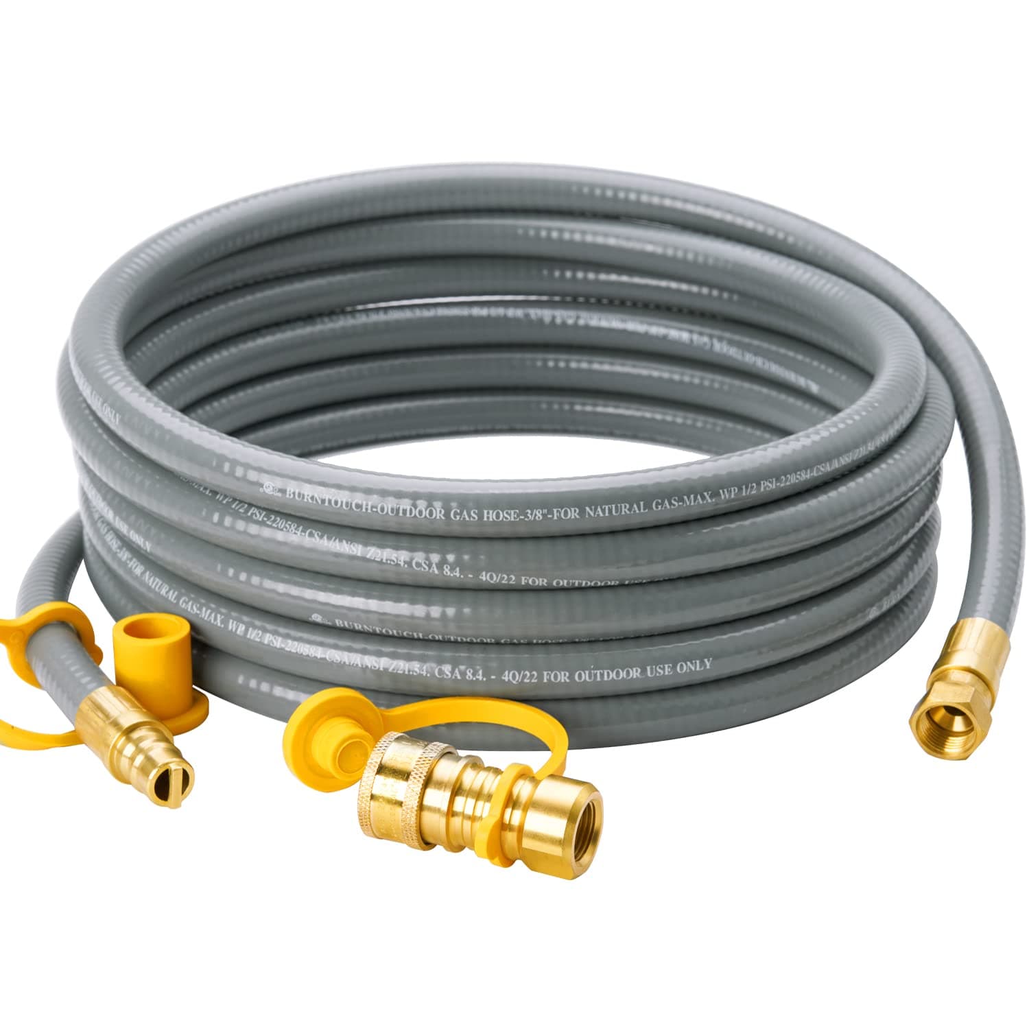 15 Feet 3/8 inch ID Natural Gas Grill Hose with Quick Connect Fittings, Natural Gas Line for Grill, Pizza Oven, Heater and More Low Pressure Appliance