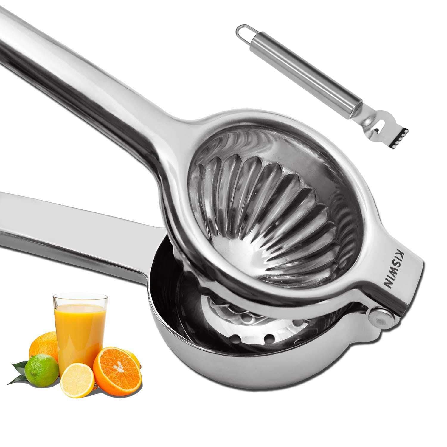 Extra Large Lemon Squeezer 304 Stainless Steel Manual Juicer Citrus Press Heavy Duty Hand Fruit Presser, Perfect for Juicing Oranges, Big Lemons & Limes - By KISWIN