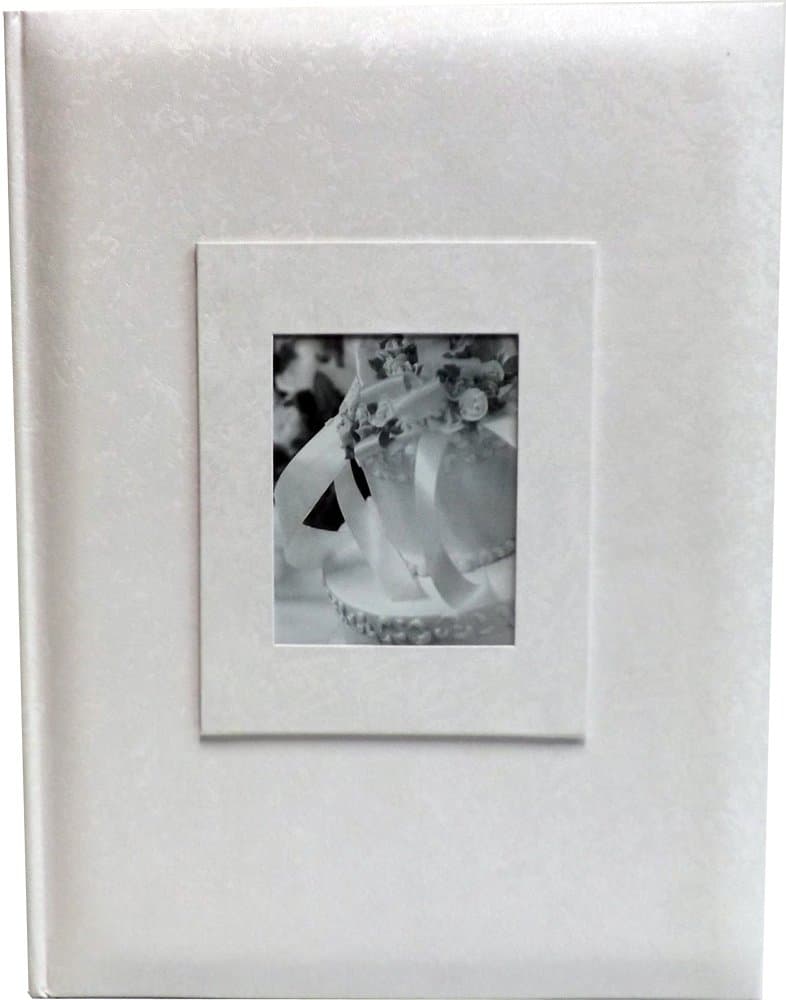 Wedding Story Photo Album/(set of 2) Jaquard Design w/window, White,Holds 300photos, 4"x6" Photos