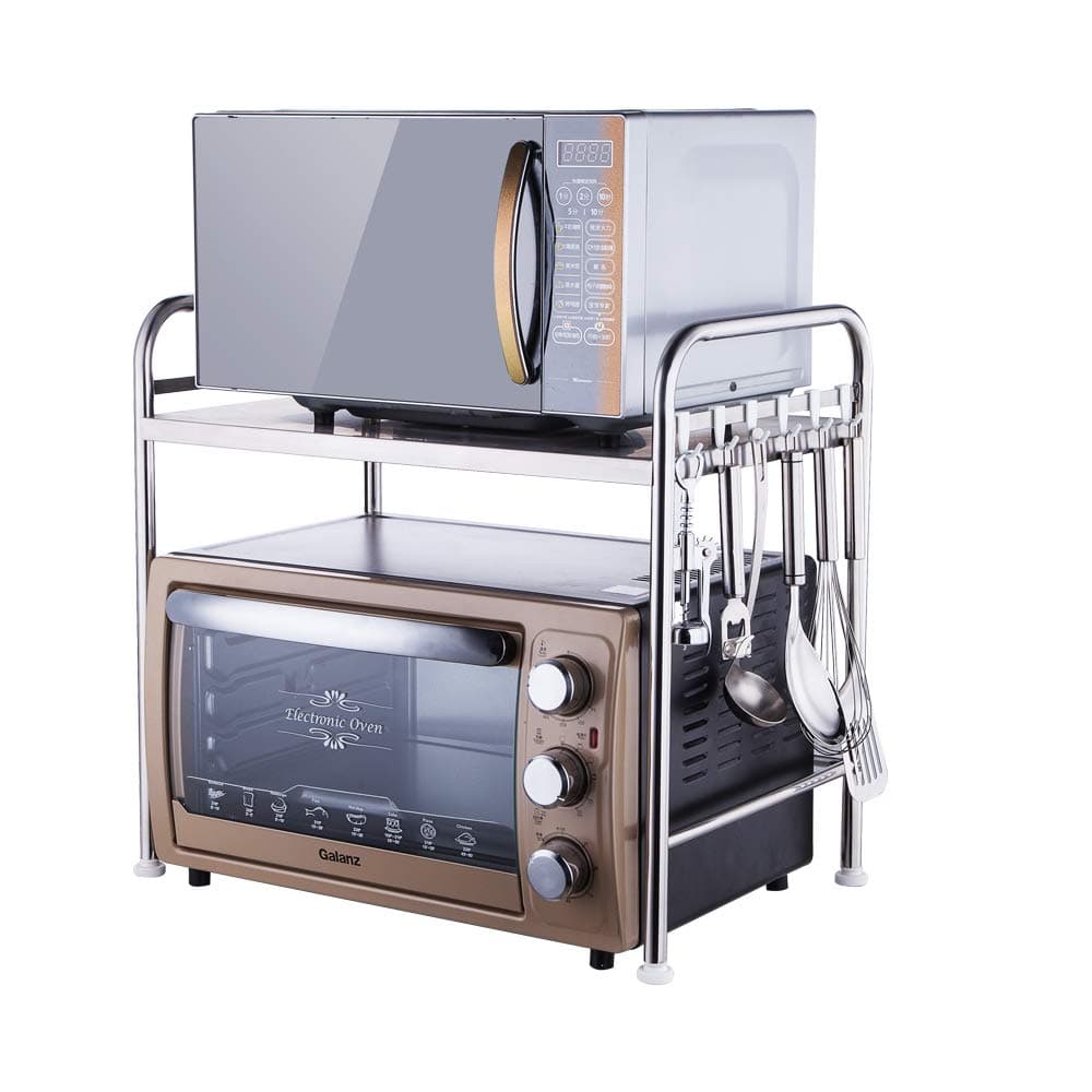 SINGAYE Stainless Steel Microwave Rack, Multifunctional Microwave Oven Rack Kitchen Storage Kitchen Counter Holder