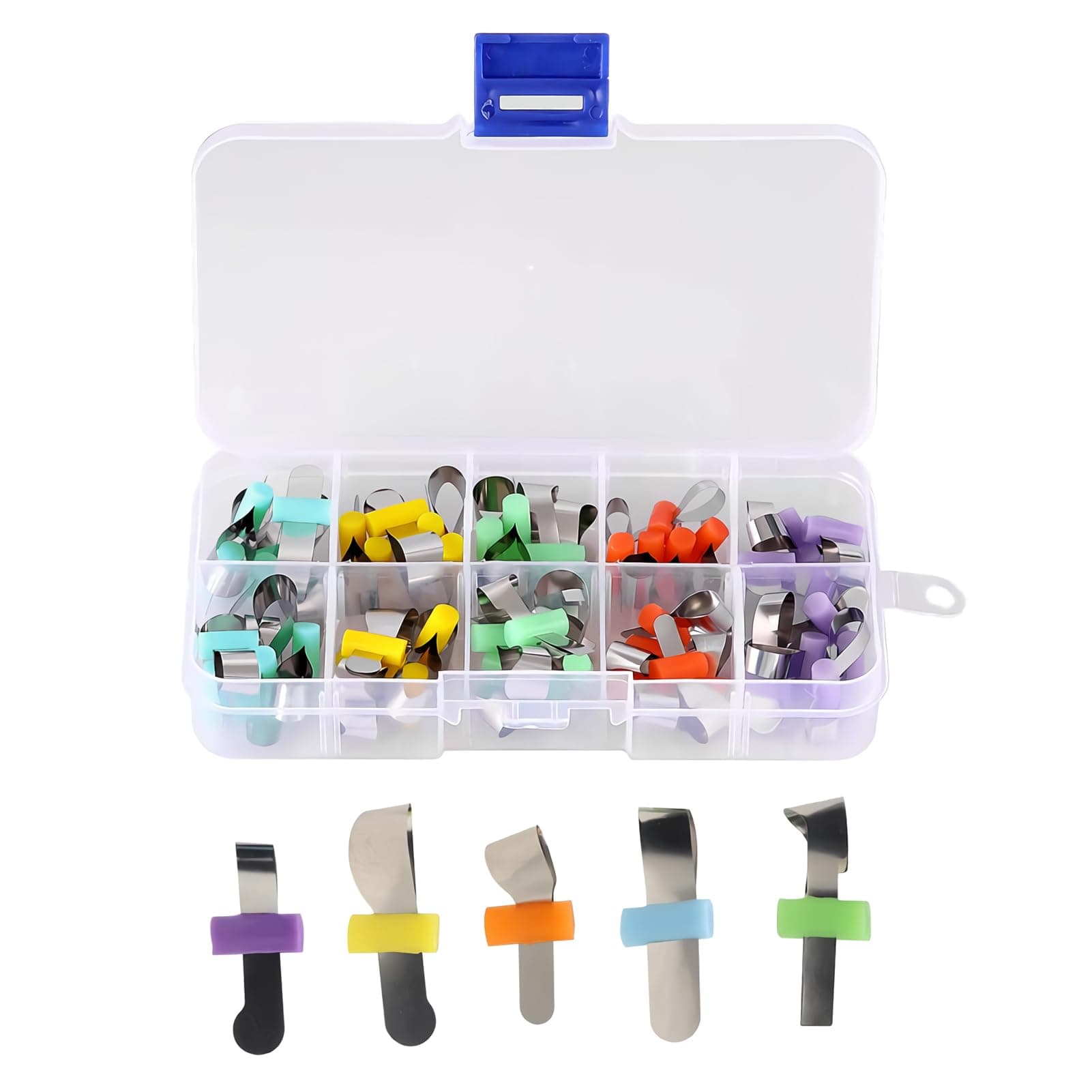 50Pcs Dental Sectional Matrix Bands, Orthodontic Sectional Contoured Metal Matrices Retainerless Automatrix with Locker, Dental Matrix Materia