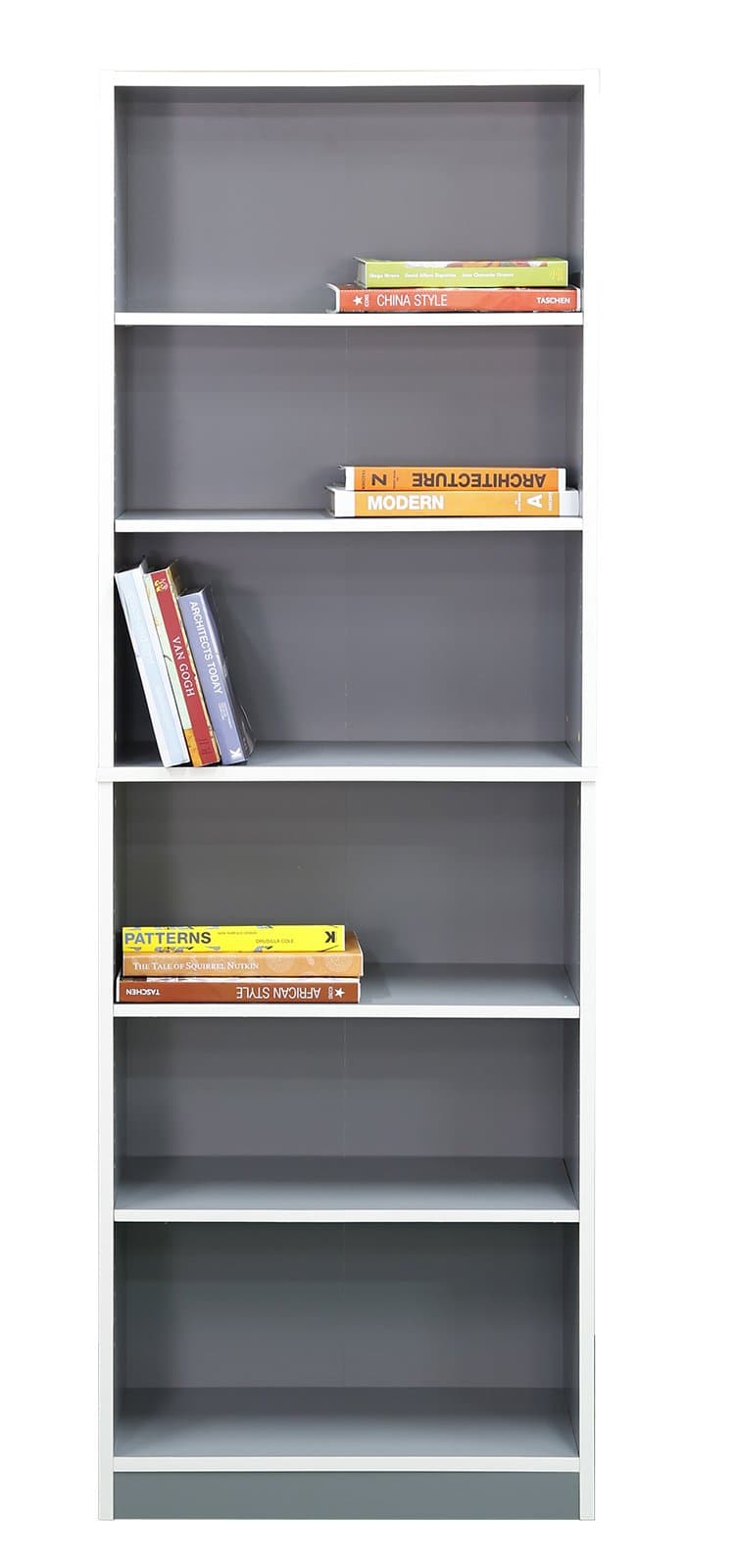 Absolute Deal 6-Tier Tall Bookcase Shelving Display Unit, Wood, Grey, 60 x 29 x 180 cm