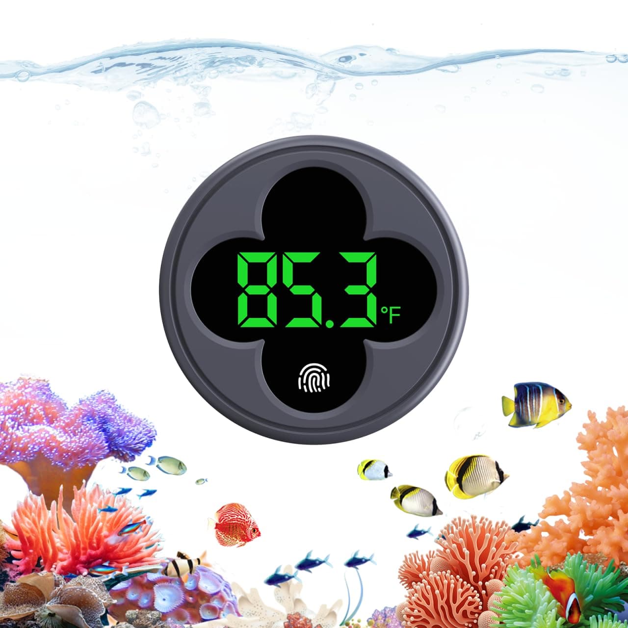 PAIZOO Aquarium Thermometer Digital, LED Fish Tank Thermometer Wireless Accurate Temperature Gauge to ±0.9℉, Aquarium Accessories for Fish Tank, Betta, Axolotl Tank or Aquatic, Replaceable Battery