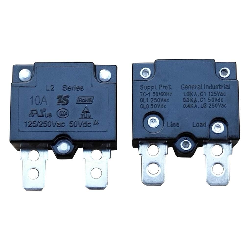 2Pcs 10A 125/250Vac 50Vdc Automatic Reset Relay Fuse Therma Switch Circuit Breaker Current Overload Protector Children Ride On Toy Car Accessories
