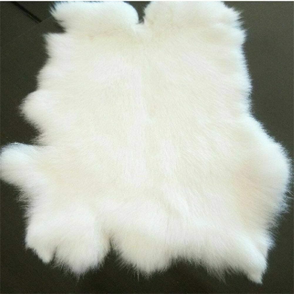 Natural White Craft Grade Rabbit Hide Skin Fur Pelt 12" by 14" with Sewing Quality Leather Soft Professionally Tanned 1PCS