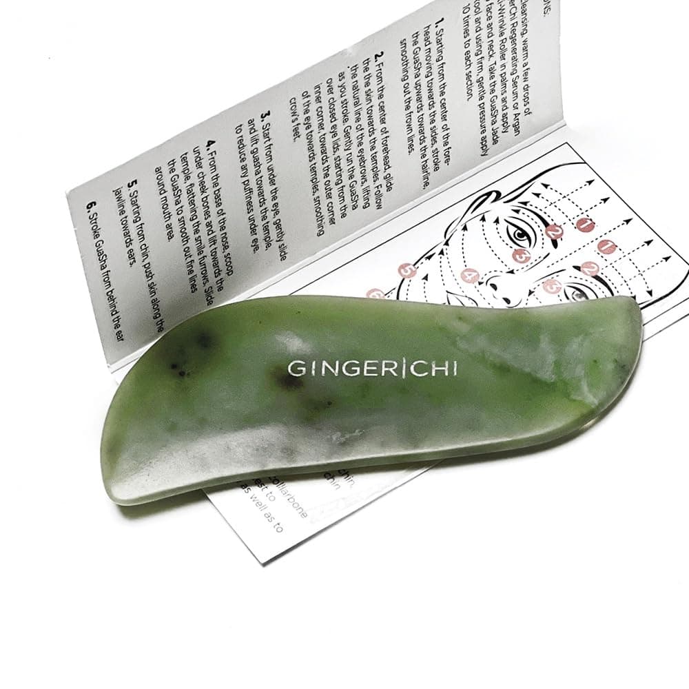 Jade Gua Sha- 100% Natural Gua Sha Facial Tools for Face & Body Care- Anti-Aging Guasha Tool for Face to Reduce Puffiness, Lift and Tighten Loose Skin, Relieve Fine Lines and Wrinkles