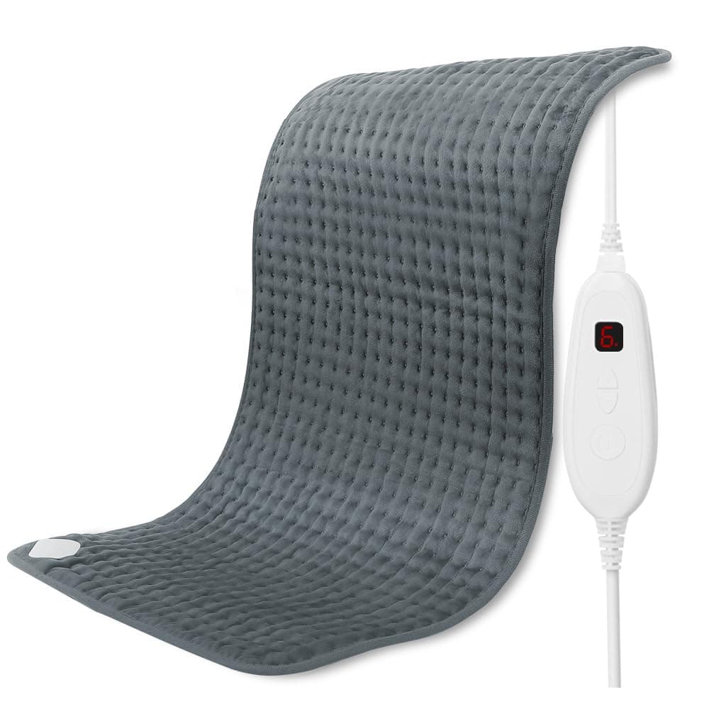 DAILYLIFEHeating Pad for Back Pain Relief, 17" x 33" Electric Heating Pads for Cramps, Back, Shoulder and Neck with 6 Heat Settings, Fast-Heating Technology, Auto Shut Off, UL Certified, Gray