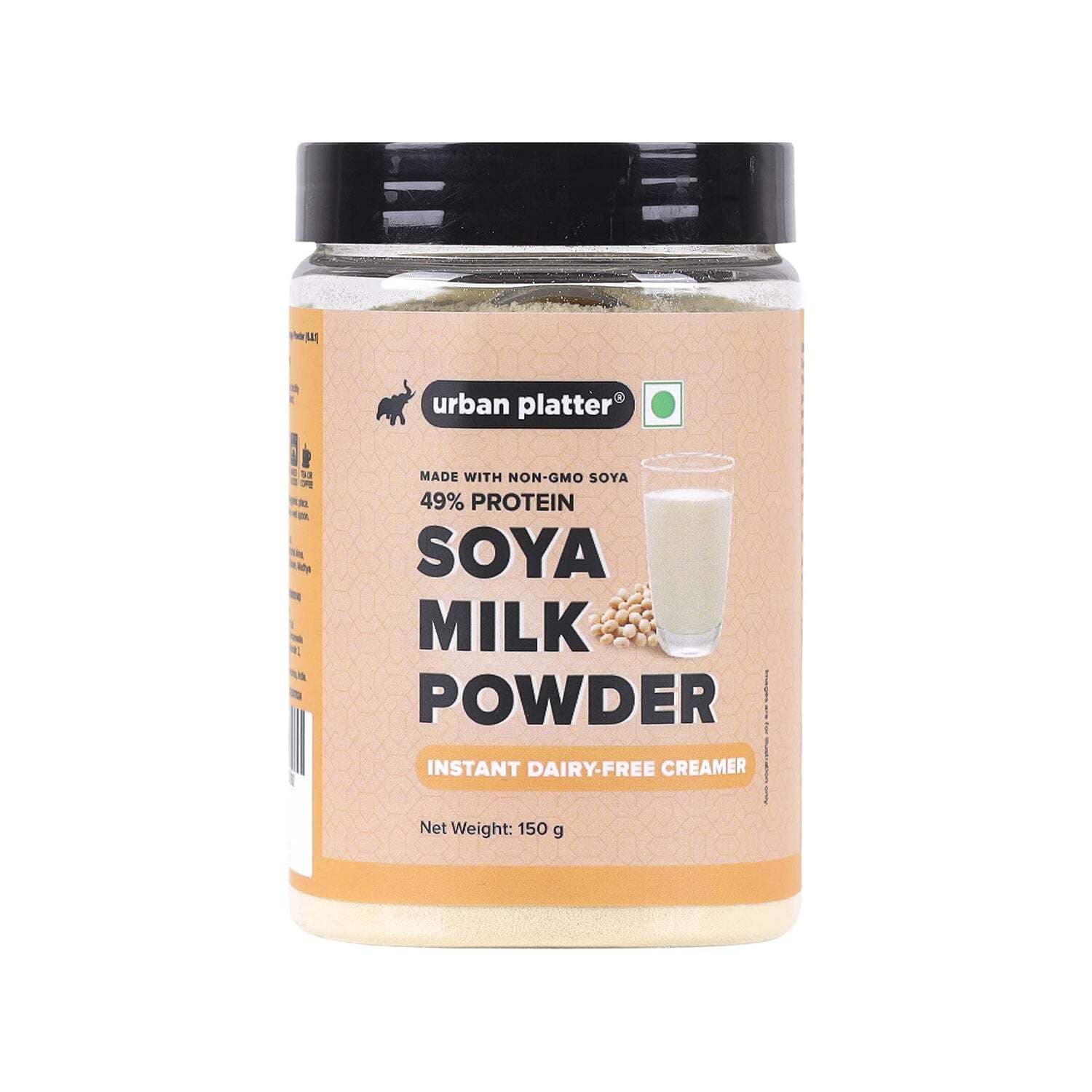 Urban Platter Soya Milk Powder, 150g  (Soy-Based Dairy Alternative | Unsweetened | 49% Protein | Plant-Based | Non GMO)