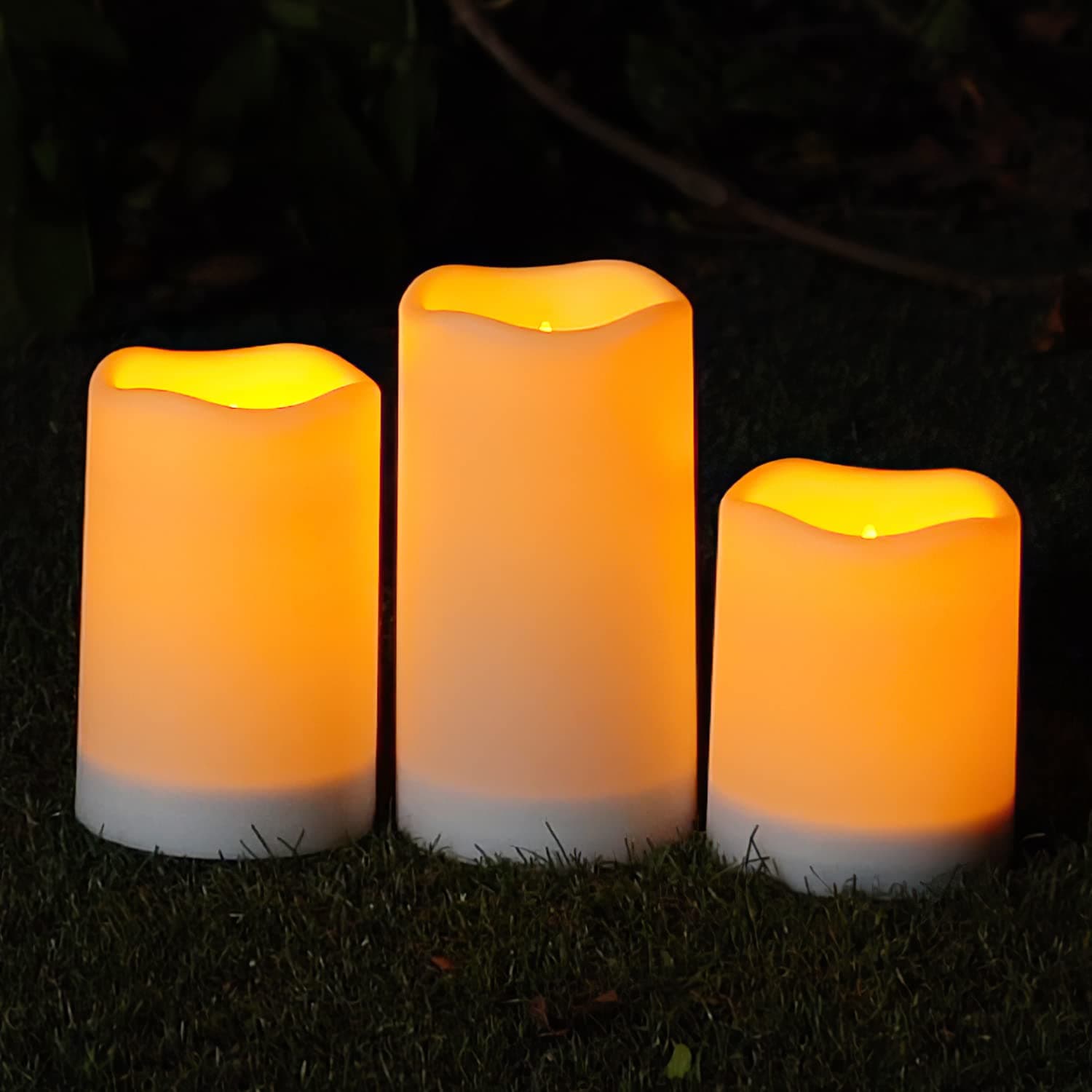 Homemory Solar Outdoor Waterproof Candles, Dusk to Dawn, Rechargeable, Powered for Lanterns, Sensor Only, Set of 3