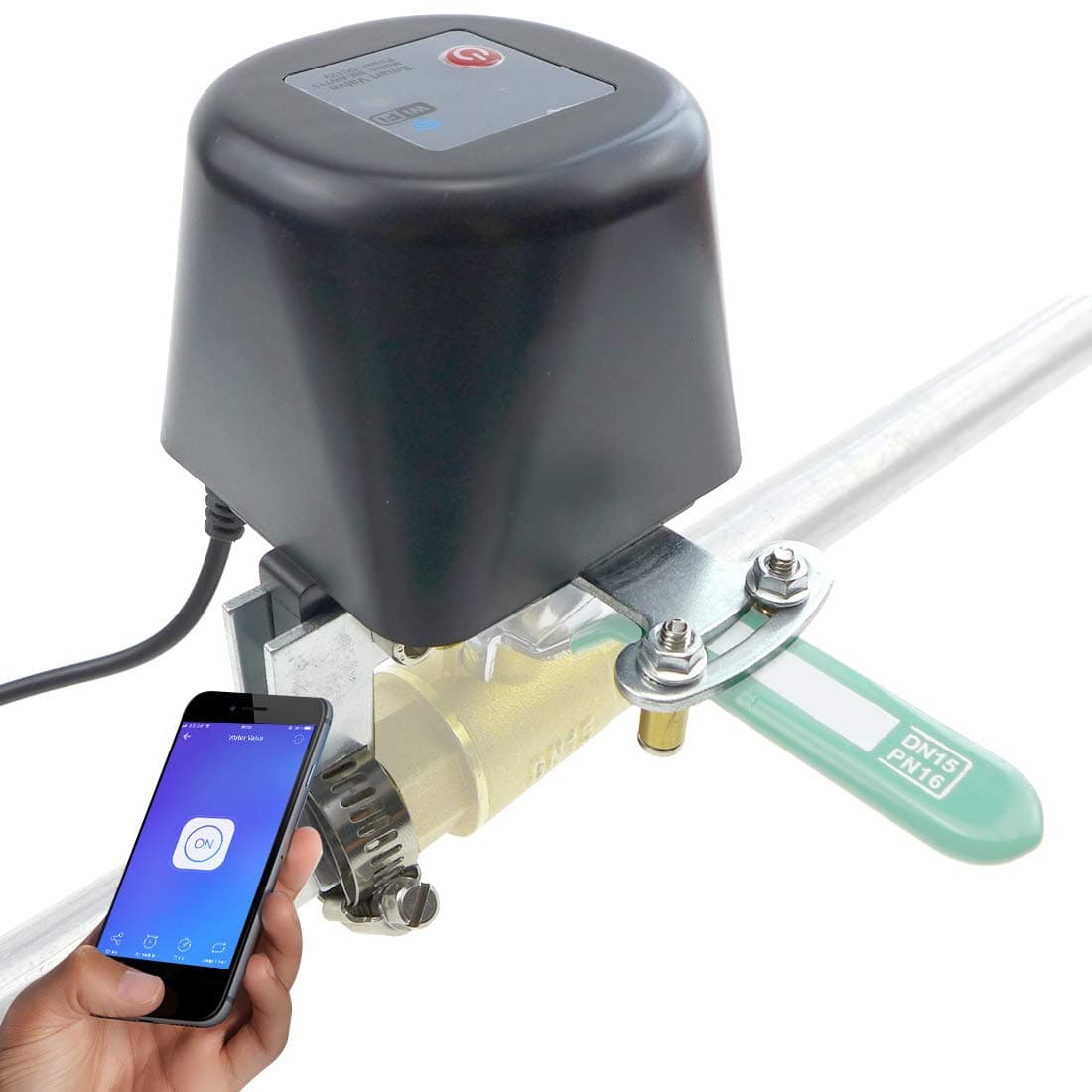 Wireless Wi-Fi Plug Smart Water/Gas Valve, Garden Water Shut Off Timers Irrigation Controller Compatible with iOS/Android, Compatible with Alexa and Google Assistant