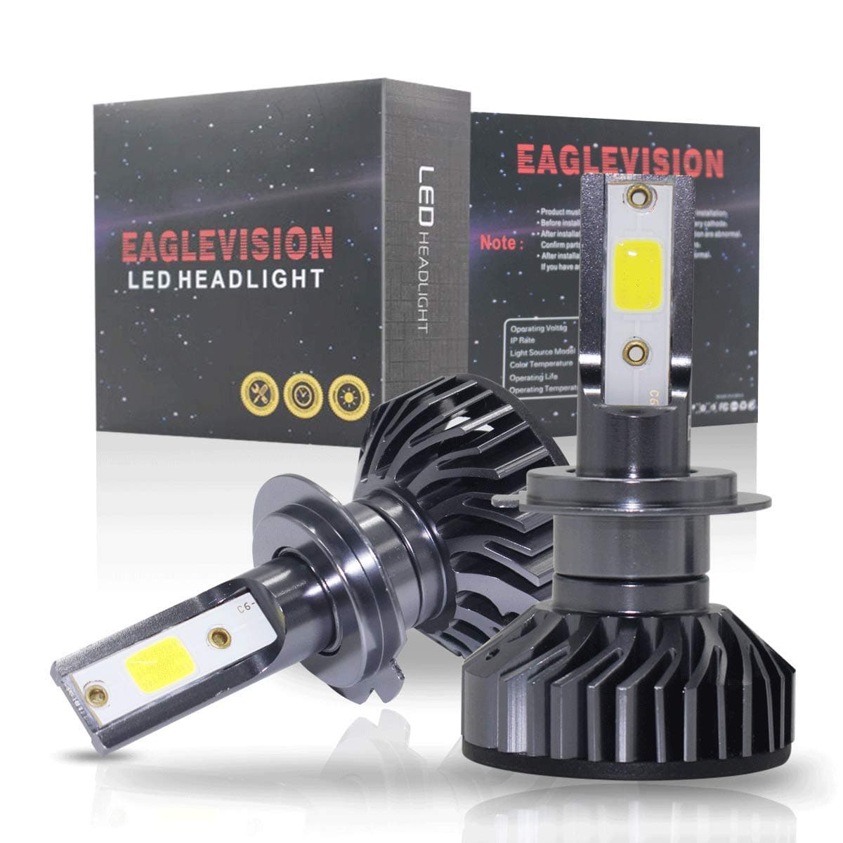 H7 LED Headlight Bulbs 120W 18000LM 6500K White COB Chips Car LED Headlight Kit Bulbs Super Bright Waterproof IP65 Headlamp 2 Pack Tomotogogo