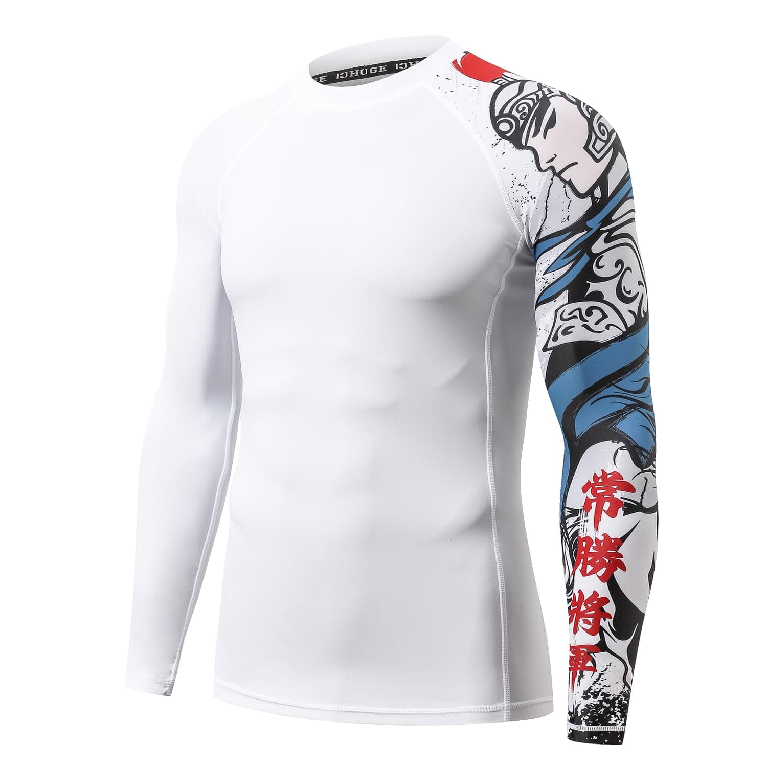 HUGE SPORTS Men's Splice UV Sun Protection UPF 50+ Skins Rash Guard Long Sleeves